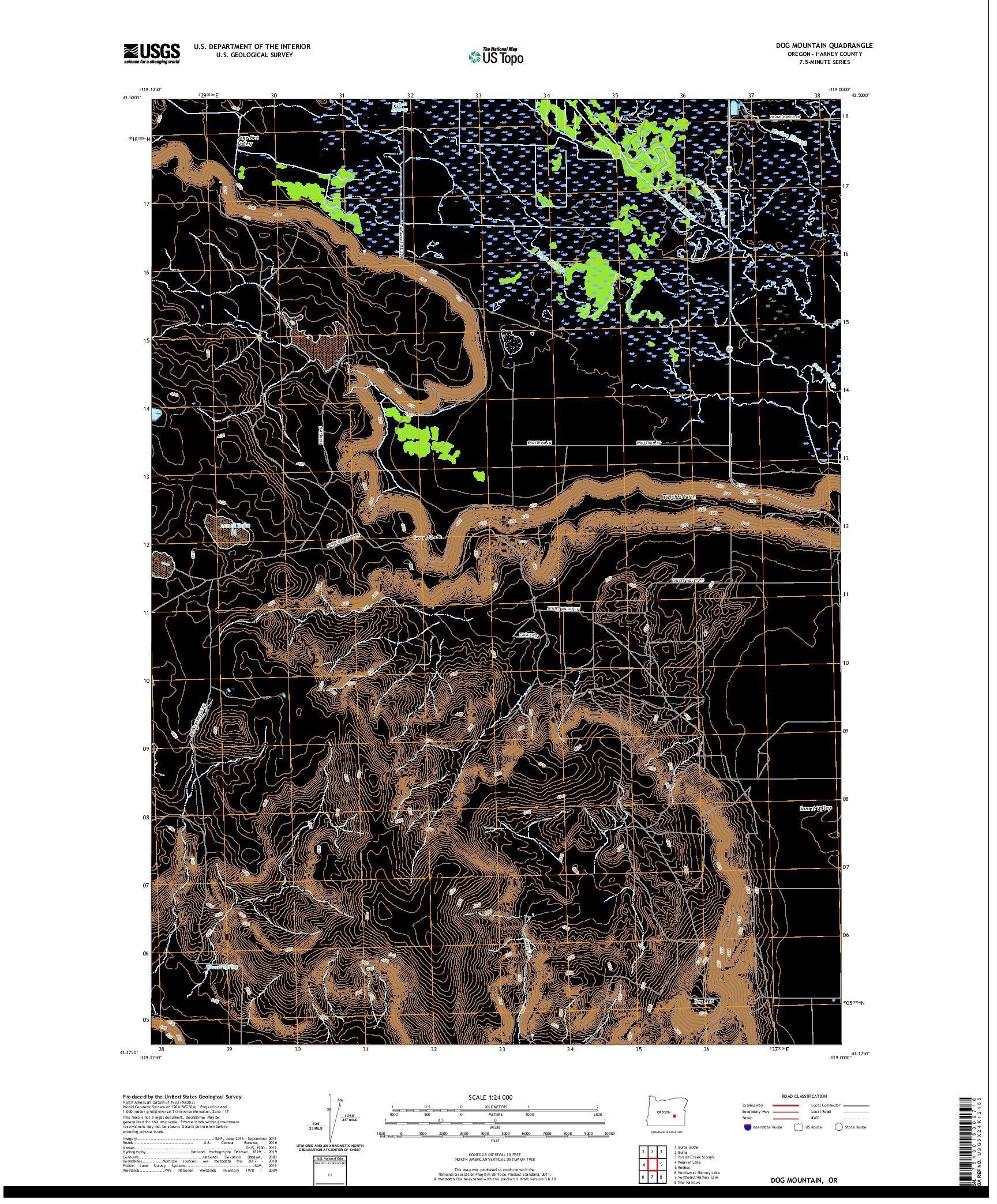 USGS US TOPO 7.5-MINUTE MAP FOR DOG MOUNTAIN, OR 2020