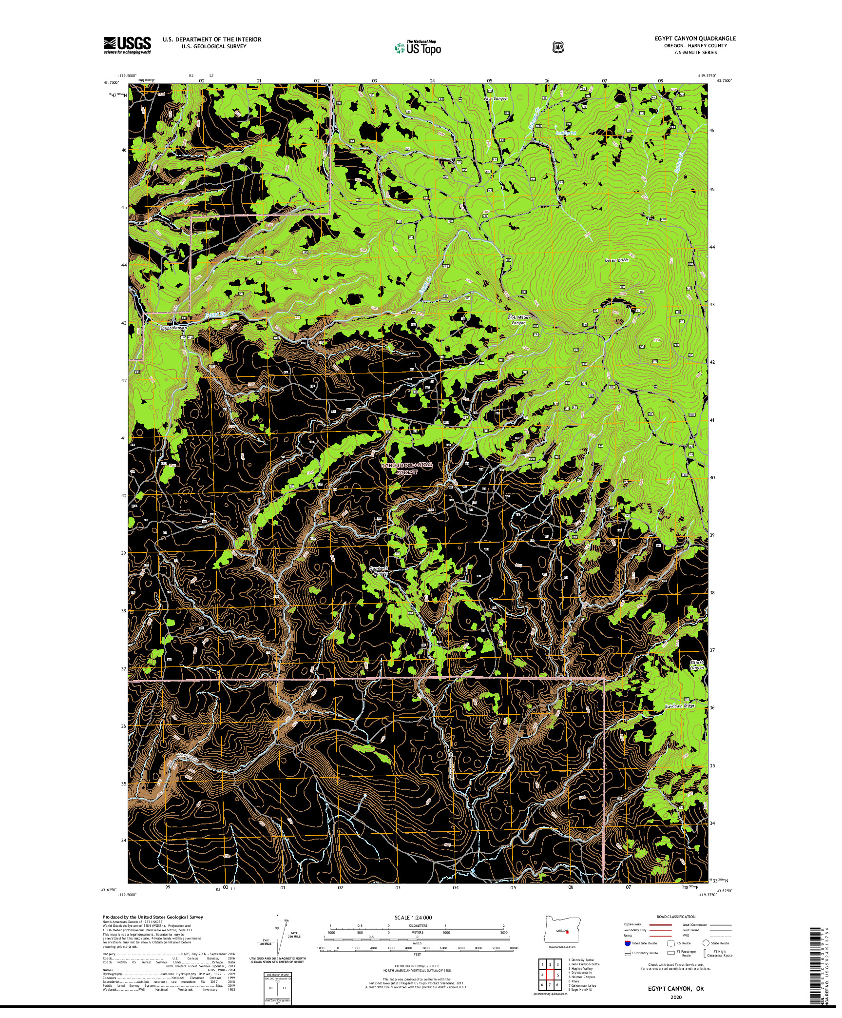 USGS US TOPO 7.5-MINUTE MAP FOR EGYPT CANYON, OR 2020