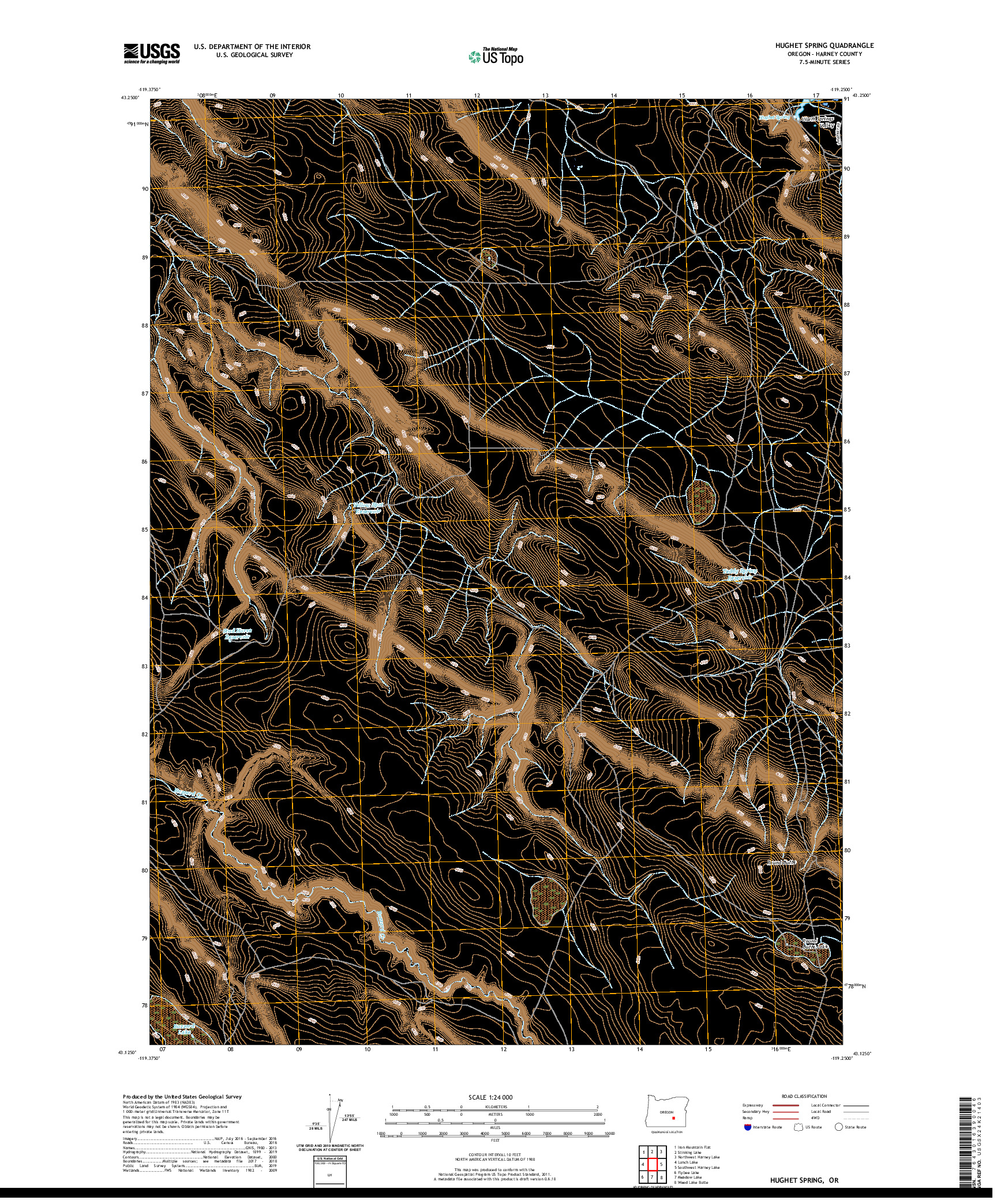 USGS US TOPO 7.5-MINUTE MAP FOR HUGHET SPRING, OR 2020