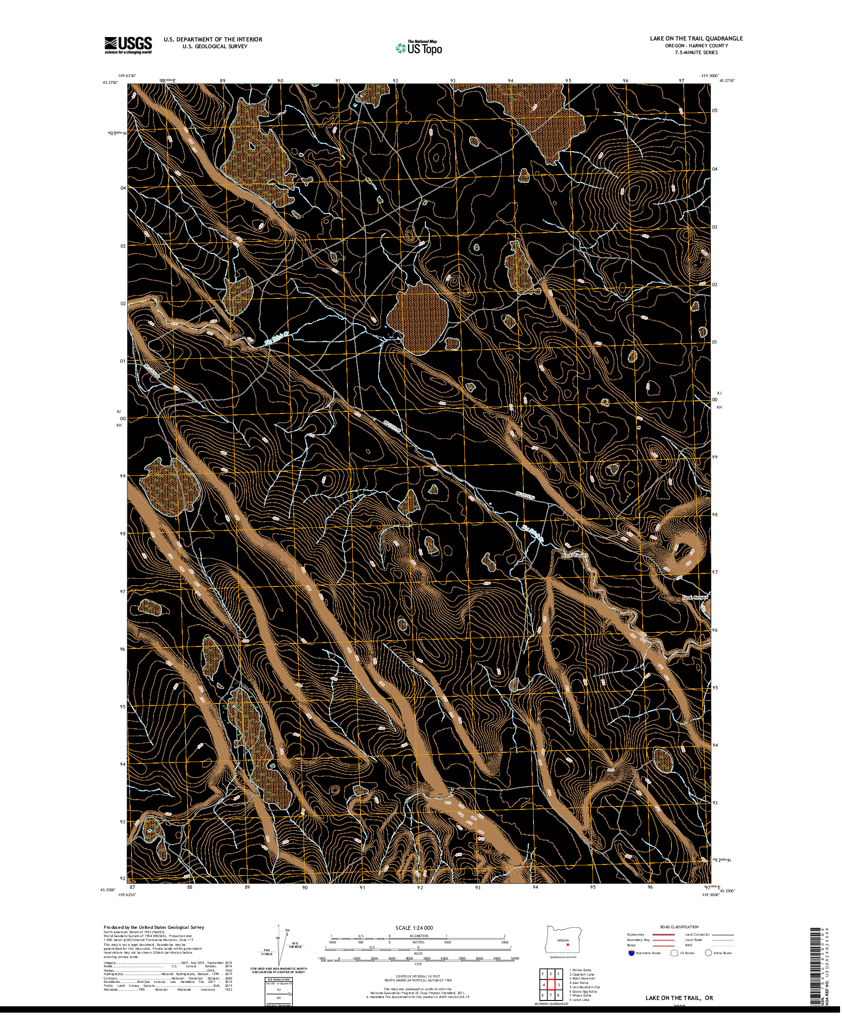 USGS US TOPO 7.5-MINUTE MAP FOR LAKE ON THE TRAIL, OR 2020