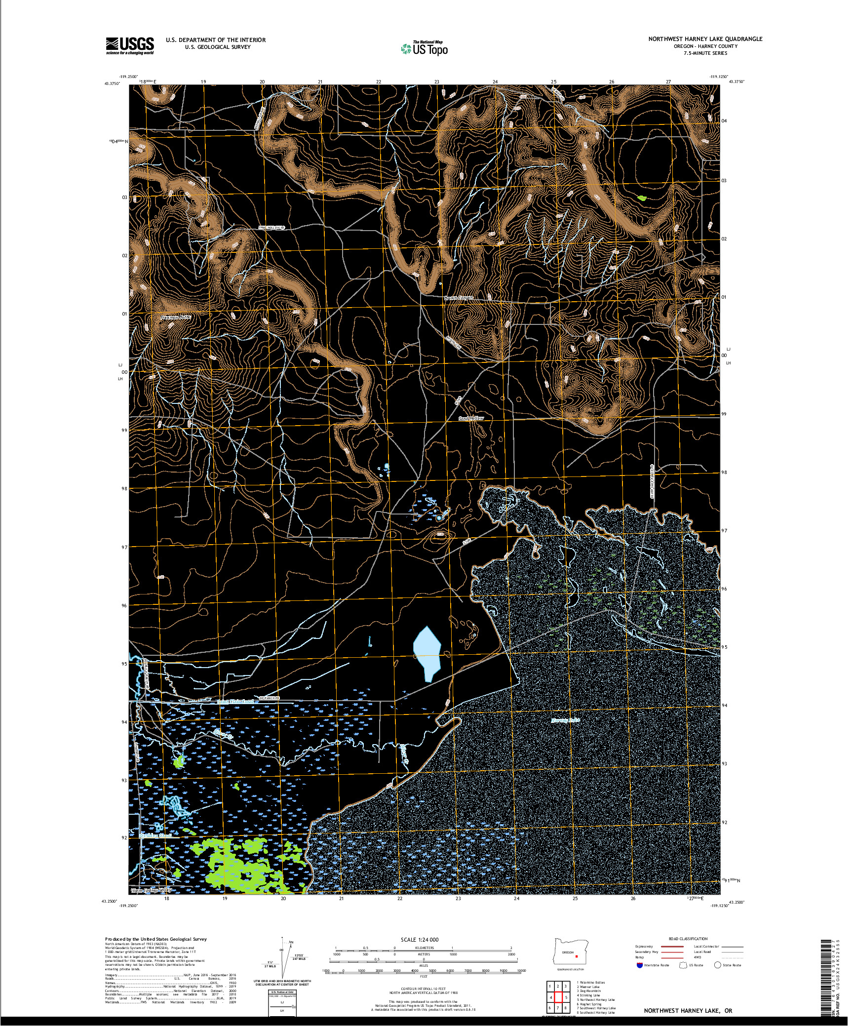 USGS US TOPO 7.5-MINUTE MAP FOR NORTHWEST HARNEY LAKE, OR 2020