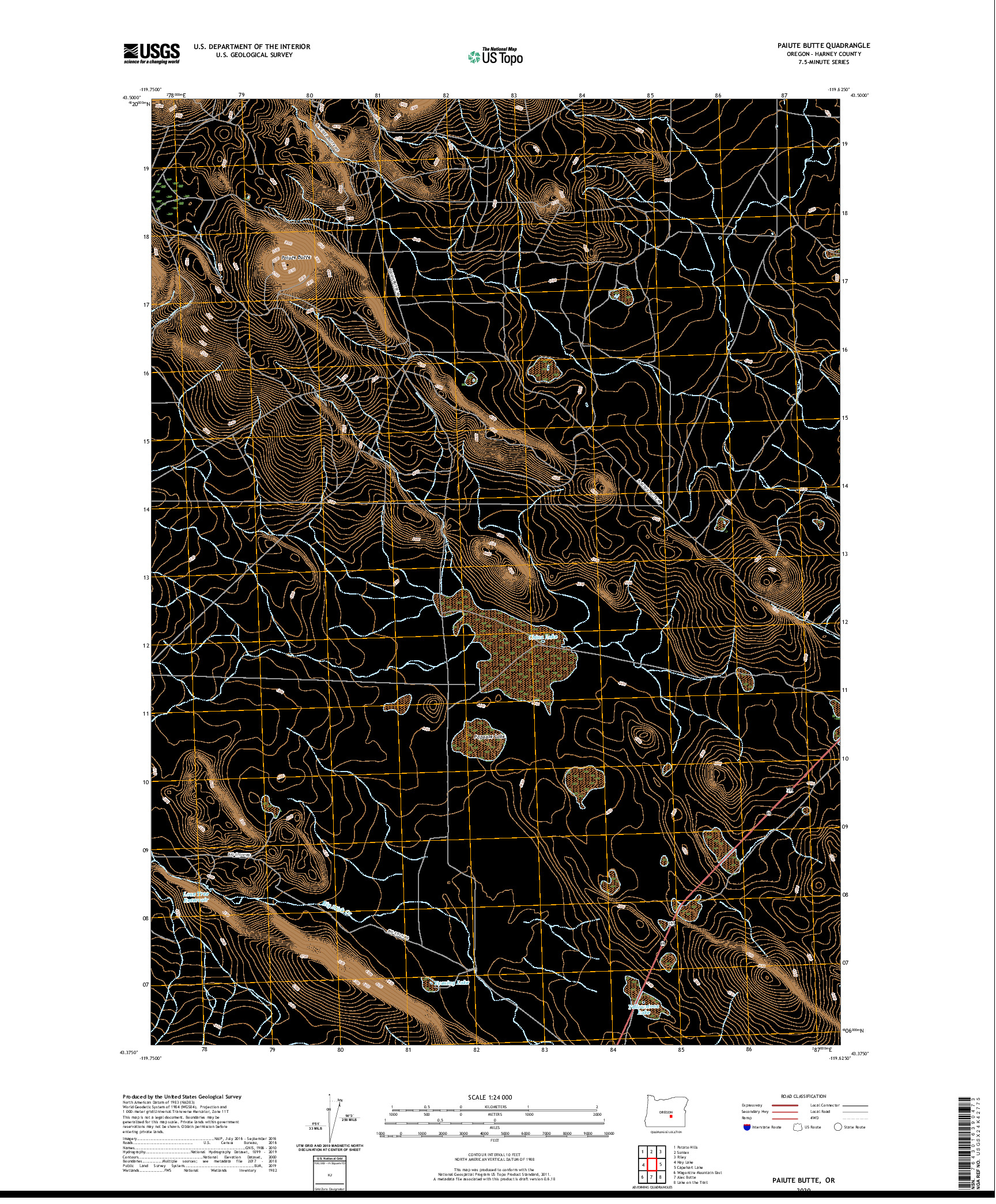USGS US TOPO 7.5-MINUTE MAP FOR PAIUTE BUTTE, OR 2020