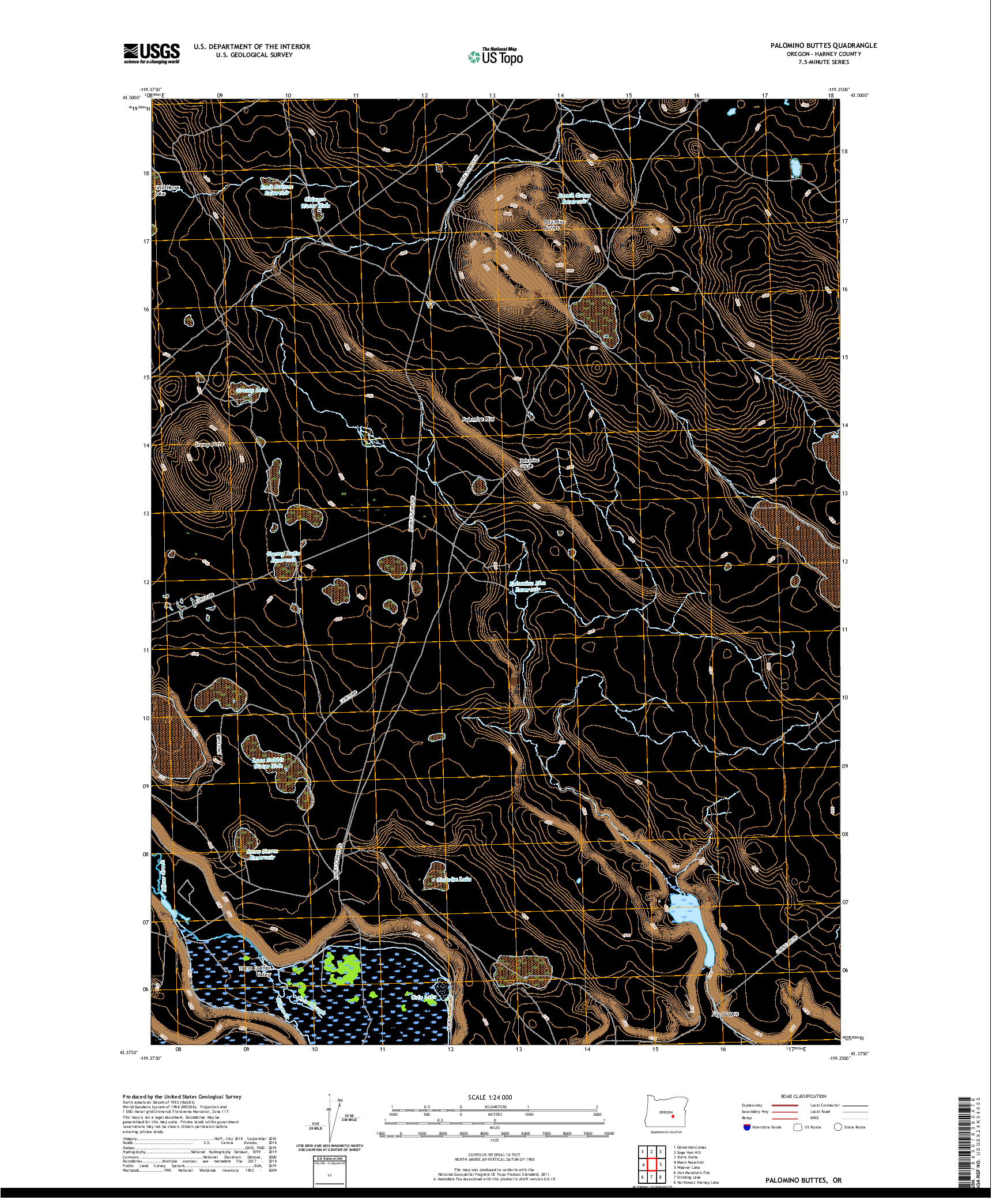 USGS US TOPO 7.5-MINUTE MAP FOR PALOMINO BUTTES, OR 2020
