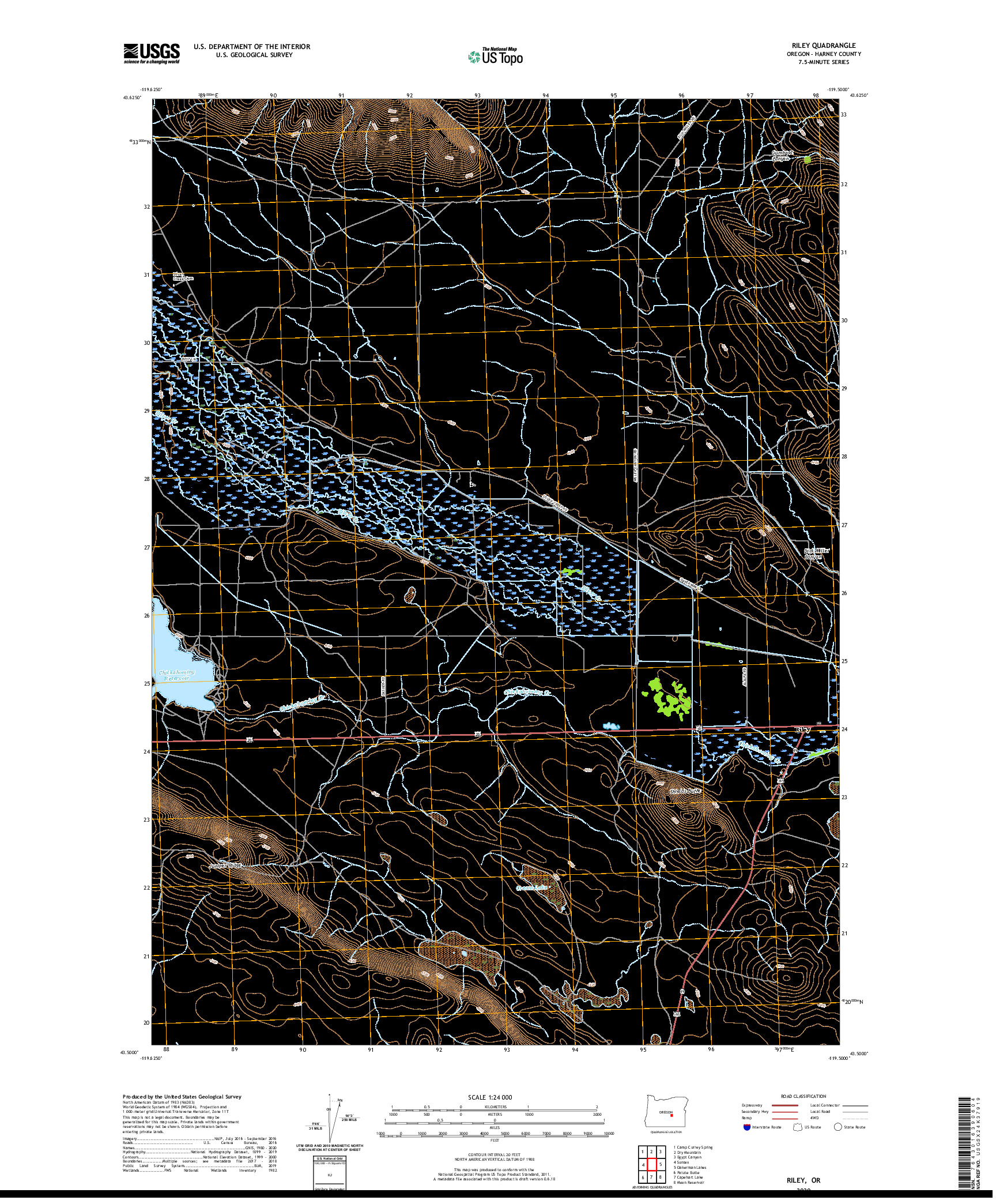 USGS US TOPO 7.5-MINUTE MAP FOR RILEY, OR 2020