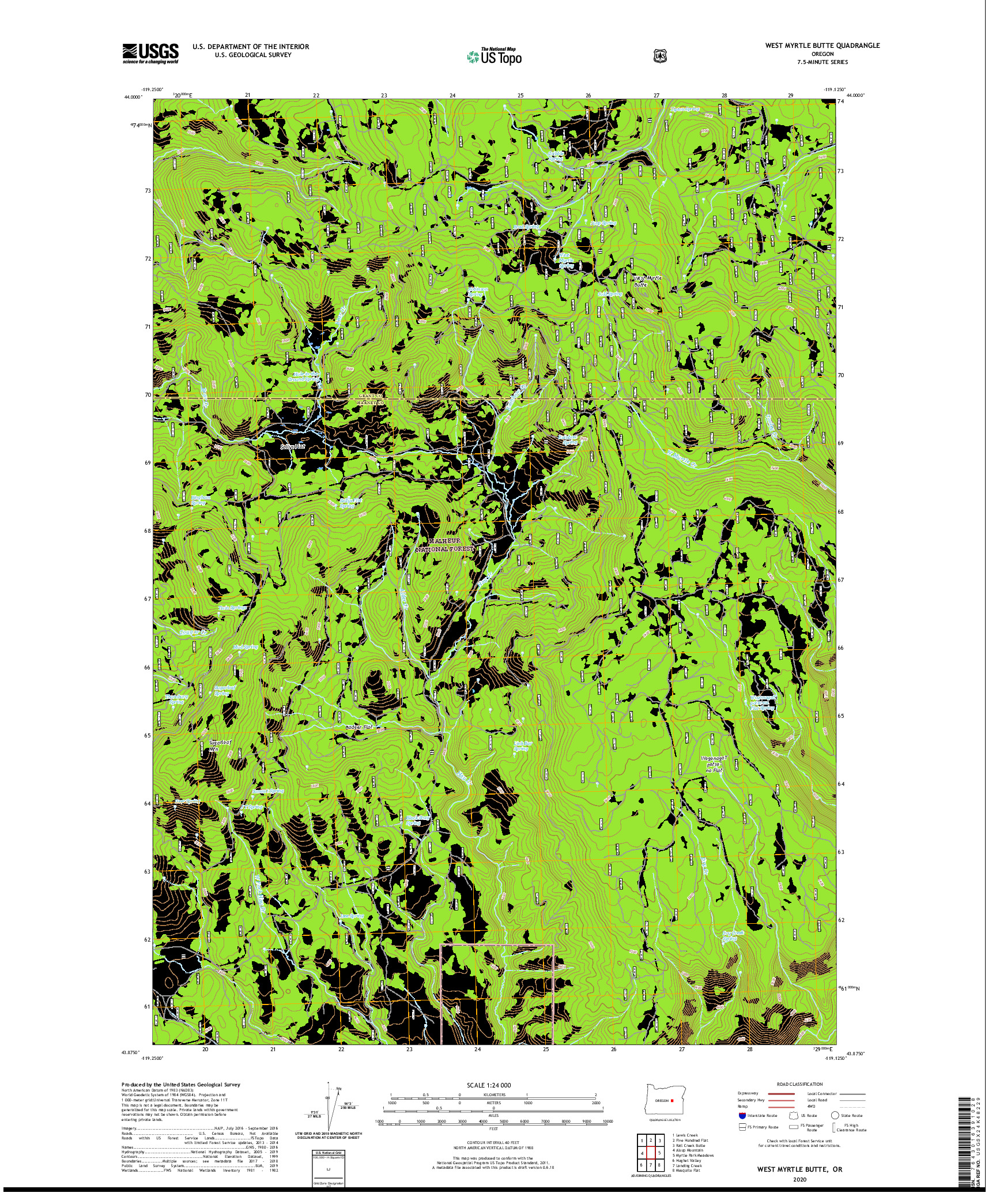 USGS US TOPO 7.5-MINUTE MAP FOR WEST MYRTLE BUTTE, OR 2020