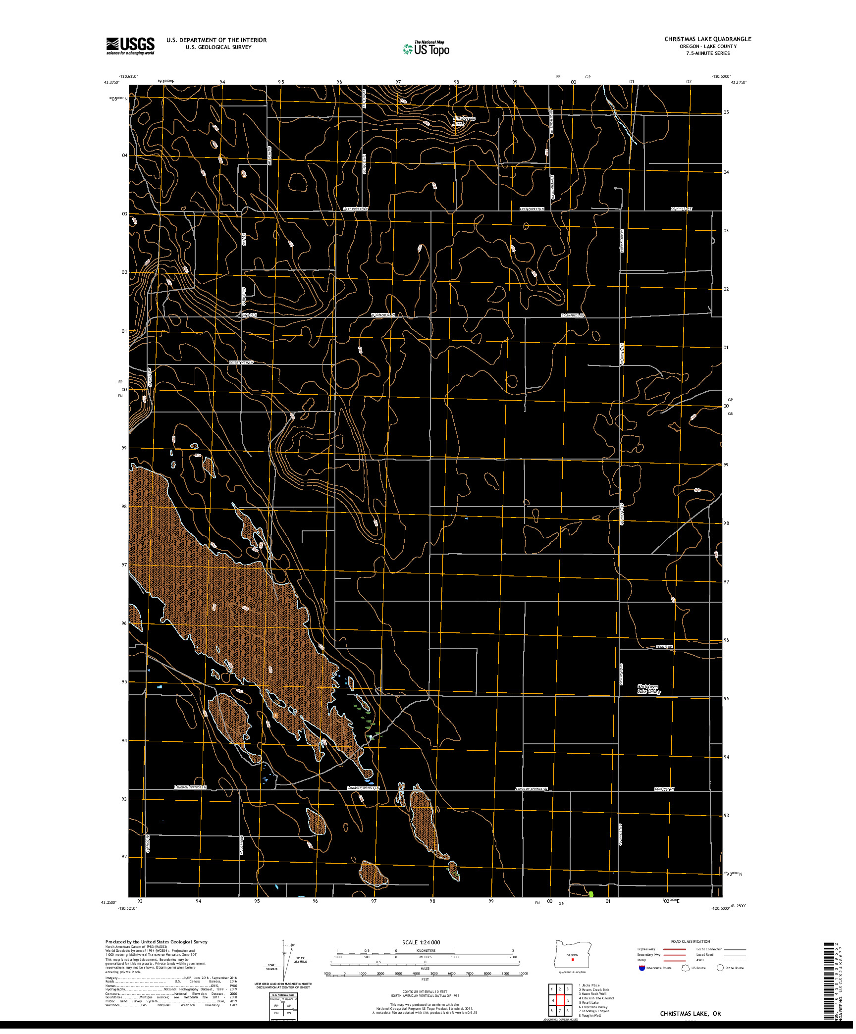 USGS US TOPO 7.5-MINUTE MAP FOR CHRISTMAS LAKE, OR 2020