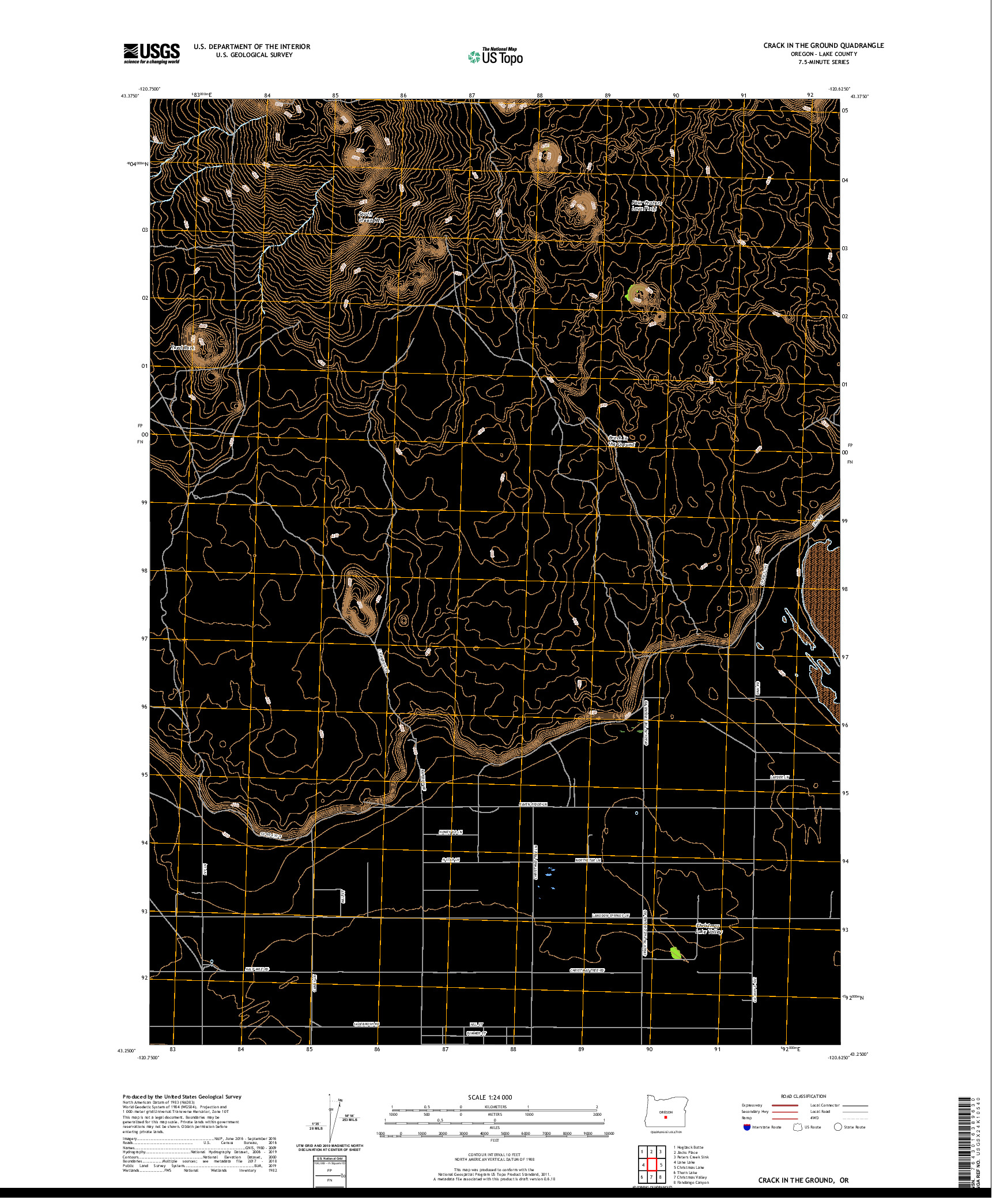USGS US TOPO 7.5-MINUTE MAP FOR CRACK IN THE GROUND, OR 2020