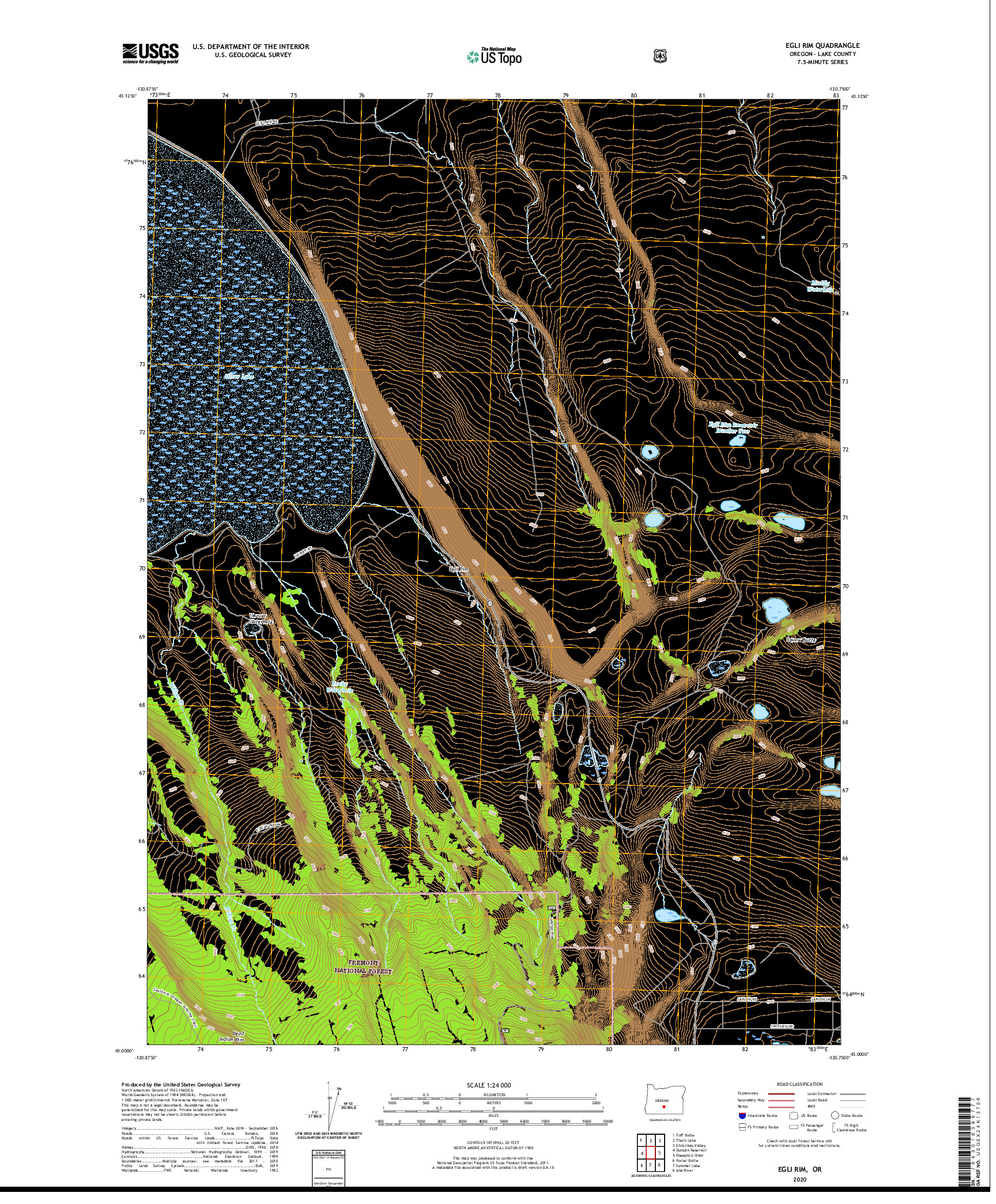 USGS US TOPO 7.5-MINUTE MAP FOR EGLI RIM, OR 2020