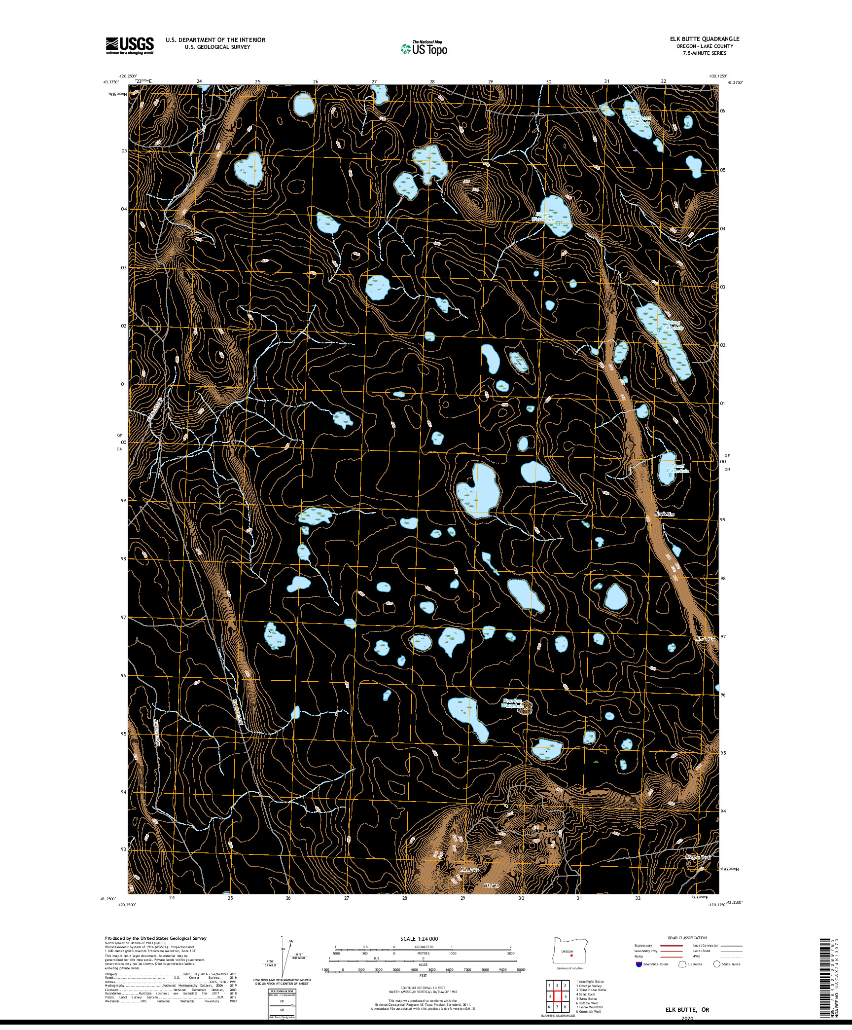 USGS US TOPO 7.5-MINUTE MAP FOR ELK BUTTE, OR 2020