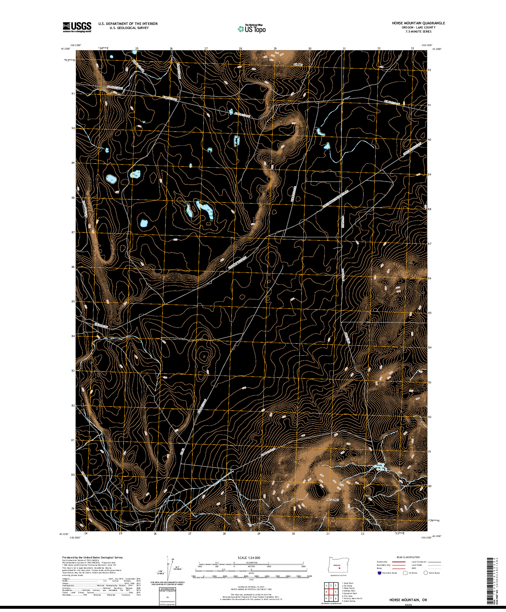 USGS US TOPO 7.5-MINUTE MAP FOR HORSE MOUNTAIN, OR 2020