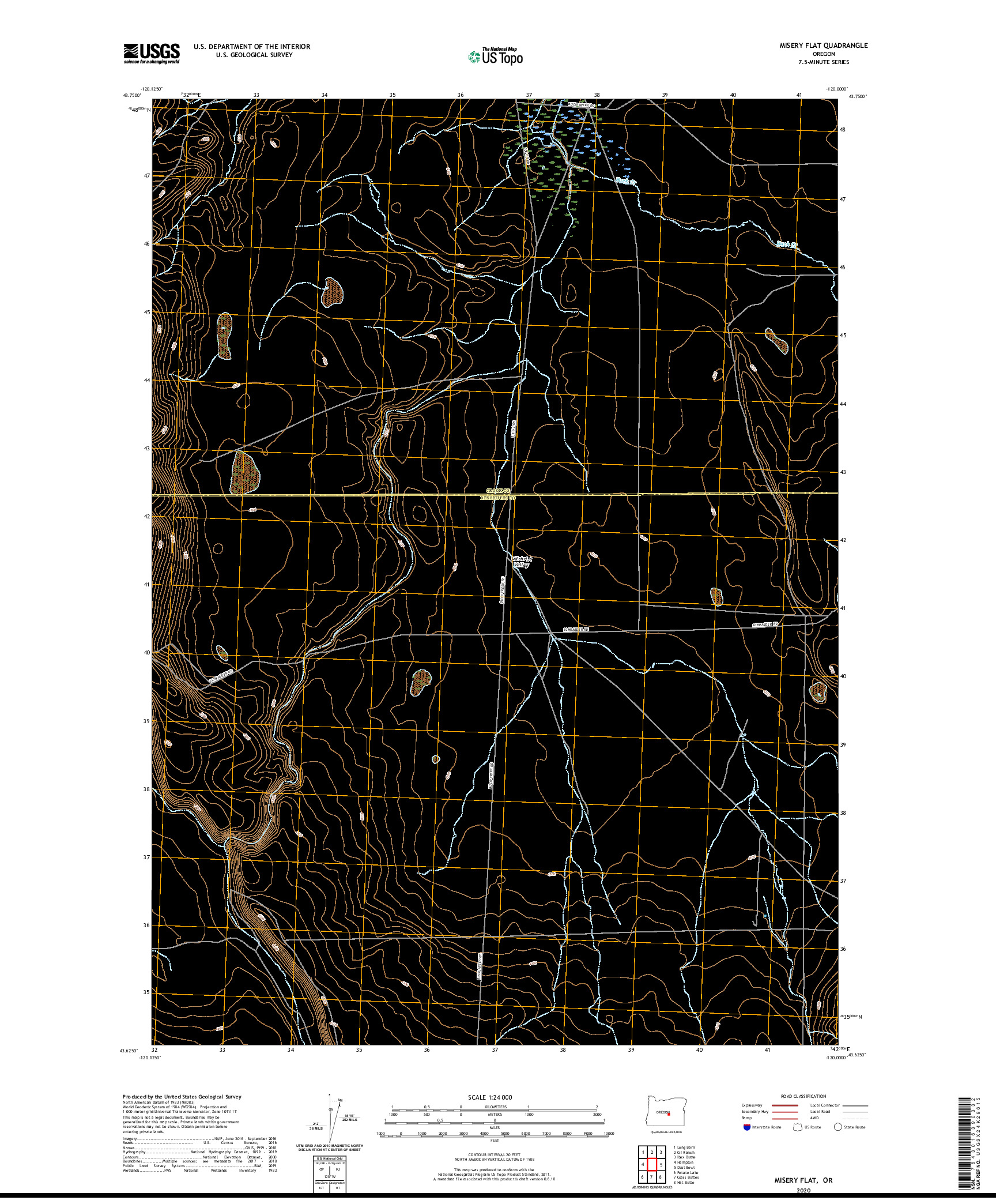 USGS US TOPO 7.5-MINUTE MAP FOR MISERY FLAT, OR 2020