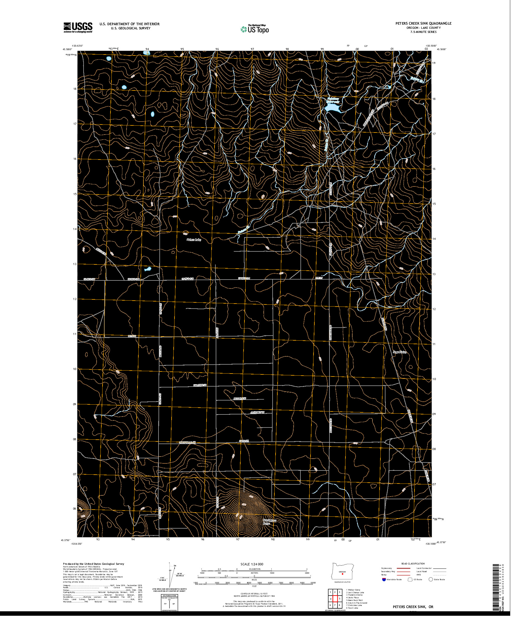 USGS US TOPO 7.5-MINUTE MAP FOR PETERS CREEK SINK, OR 2020