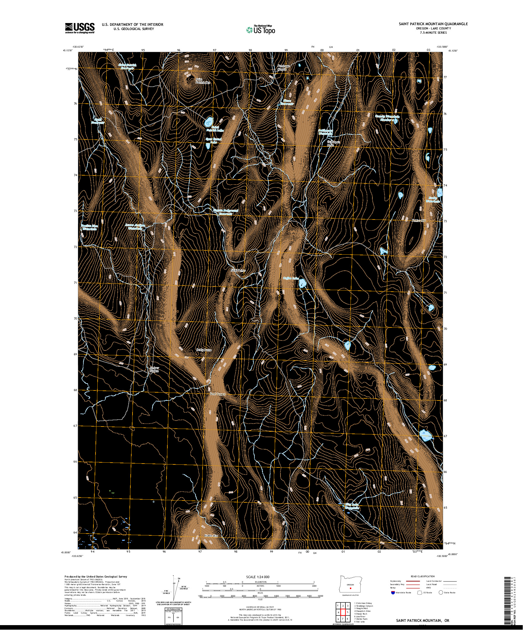 USGS US TOPO 7.5-MINUTE MAP FOR SAINT PATRICK MOUNTAIN, OR 2020