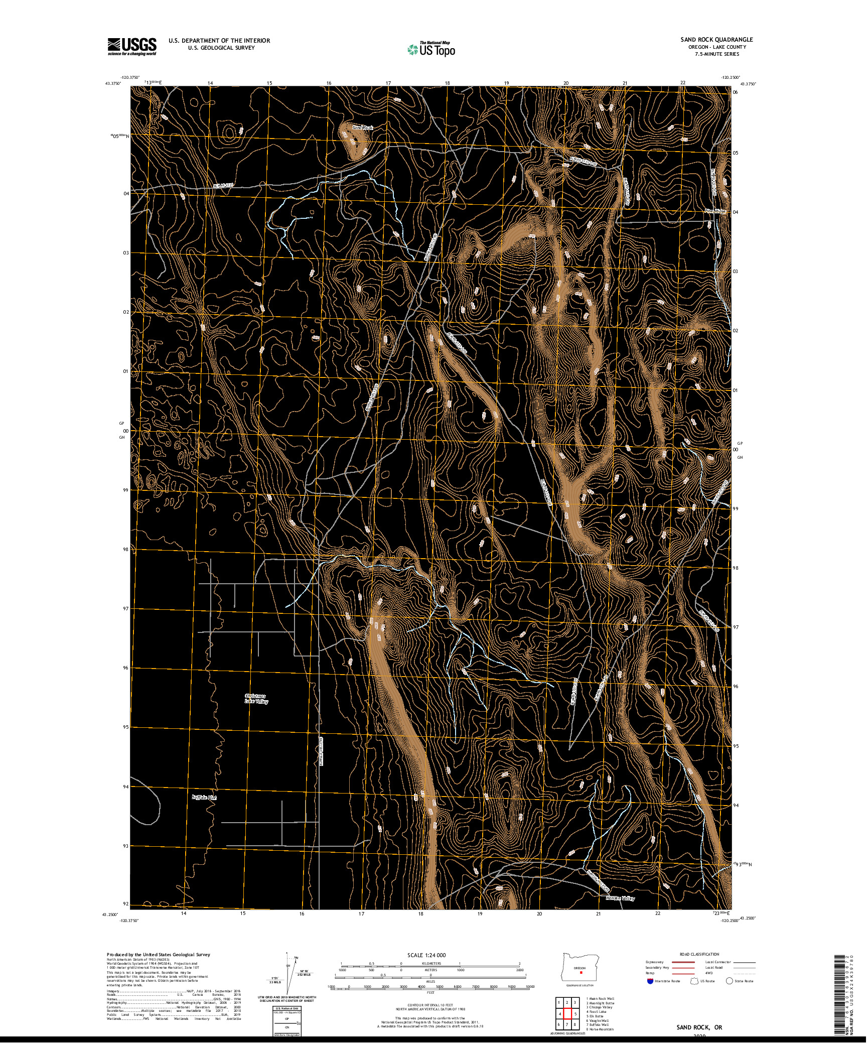 USGS US TOPO 7.5-MINUTE MAP FOR SAND ROCK, OR 2020