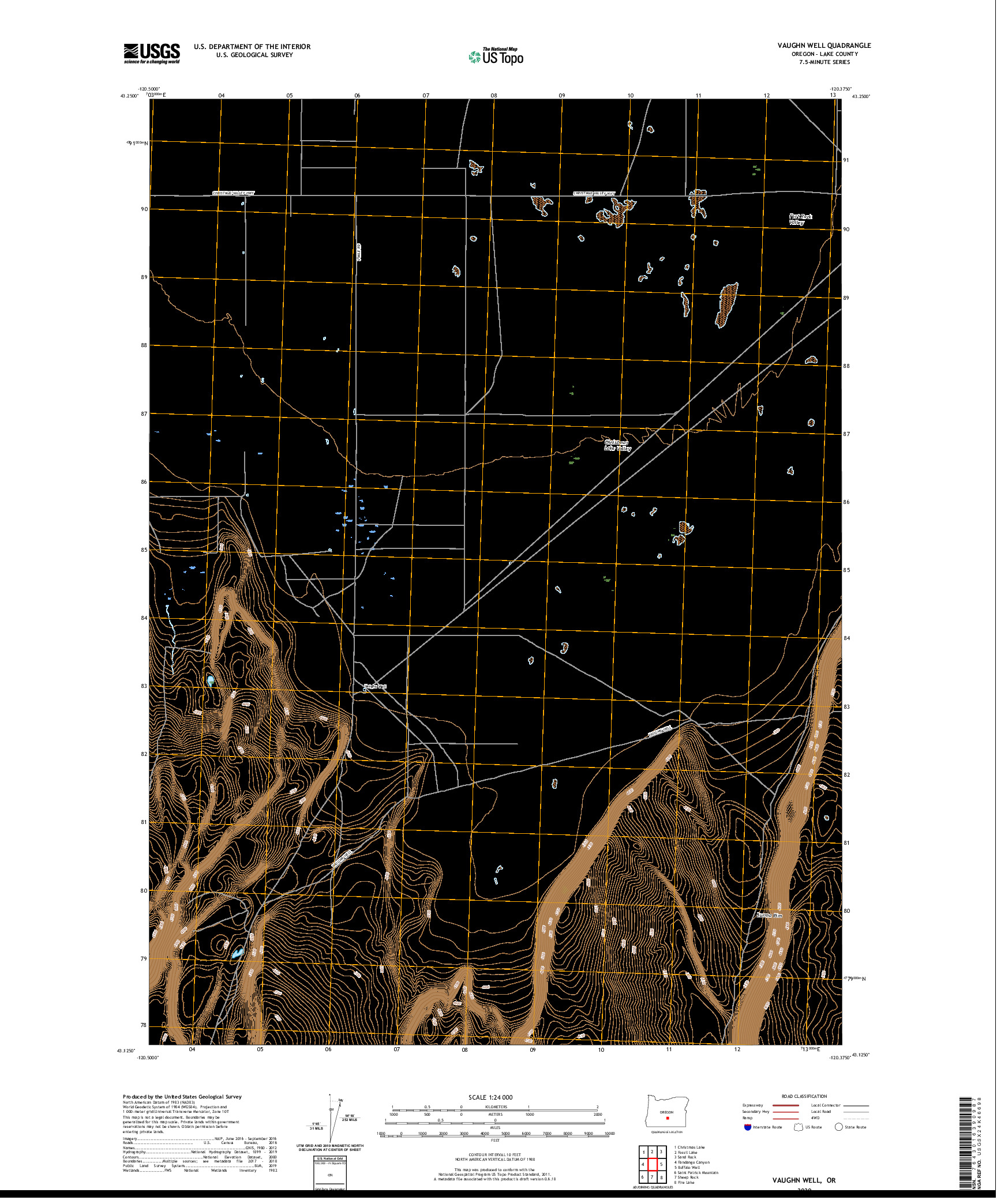 USGS US TOPO 7.5-MINUTE MAP FOR VAUGHN WELL, OR 2020