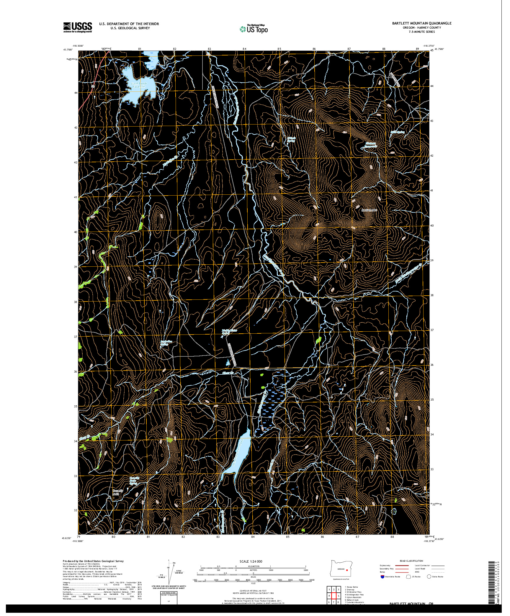 USGS US TOPO 7.5-MINUTE MAP FOR BARTLETT MOUNTAIN, OR 2020