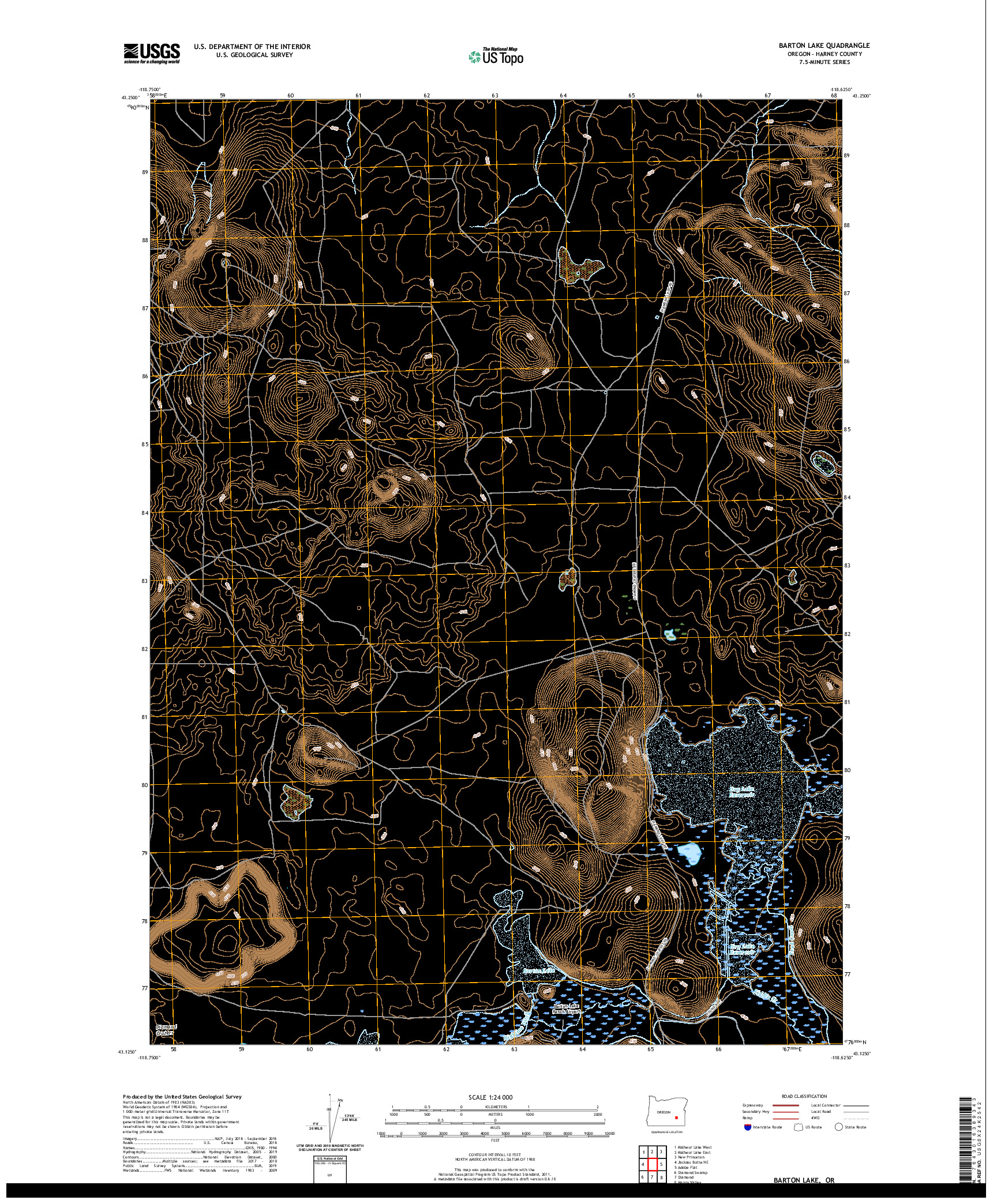 USGS US TOPO 7.5-MINUTE MAP FOR BARTON LAKE, OR 2020