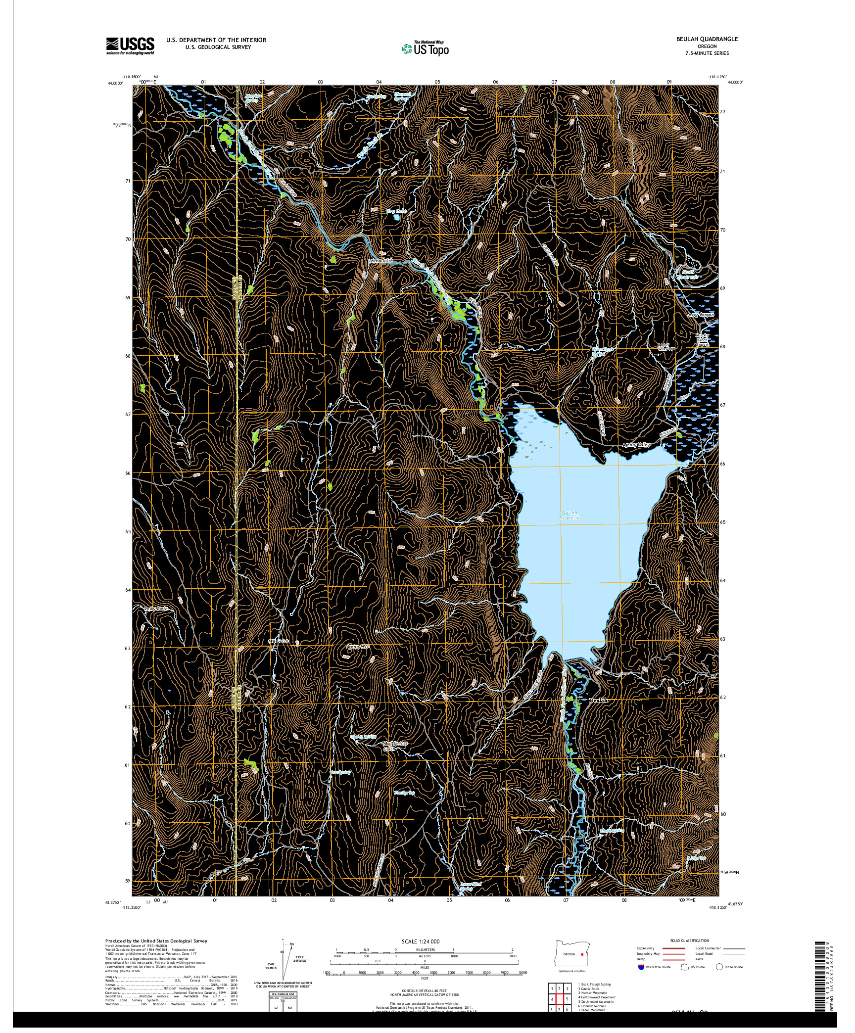 USGS US TOPO 7.5-MINUTE MAP FOR BEULAH, OR 2020