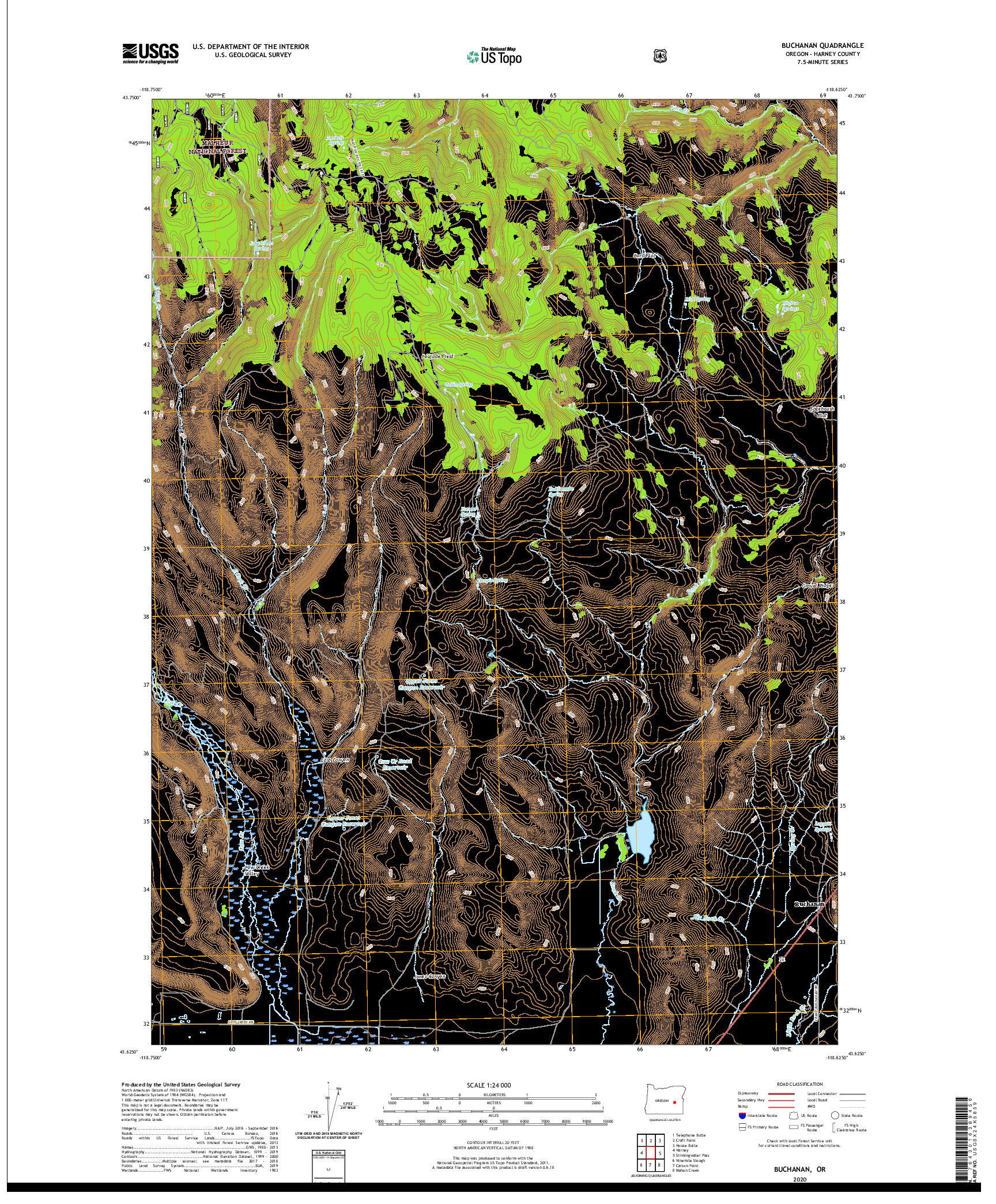 USGS US TOPO 7.5-MINUTE MAP FOR BUCHANAN, OR 2020