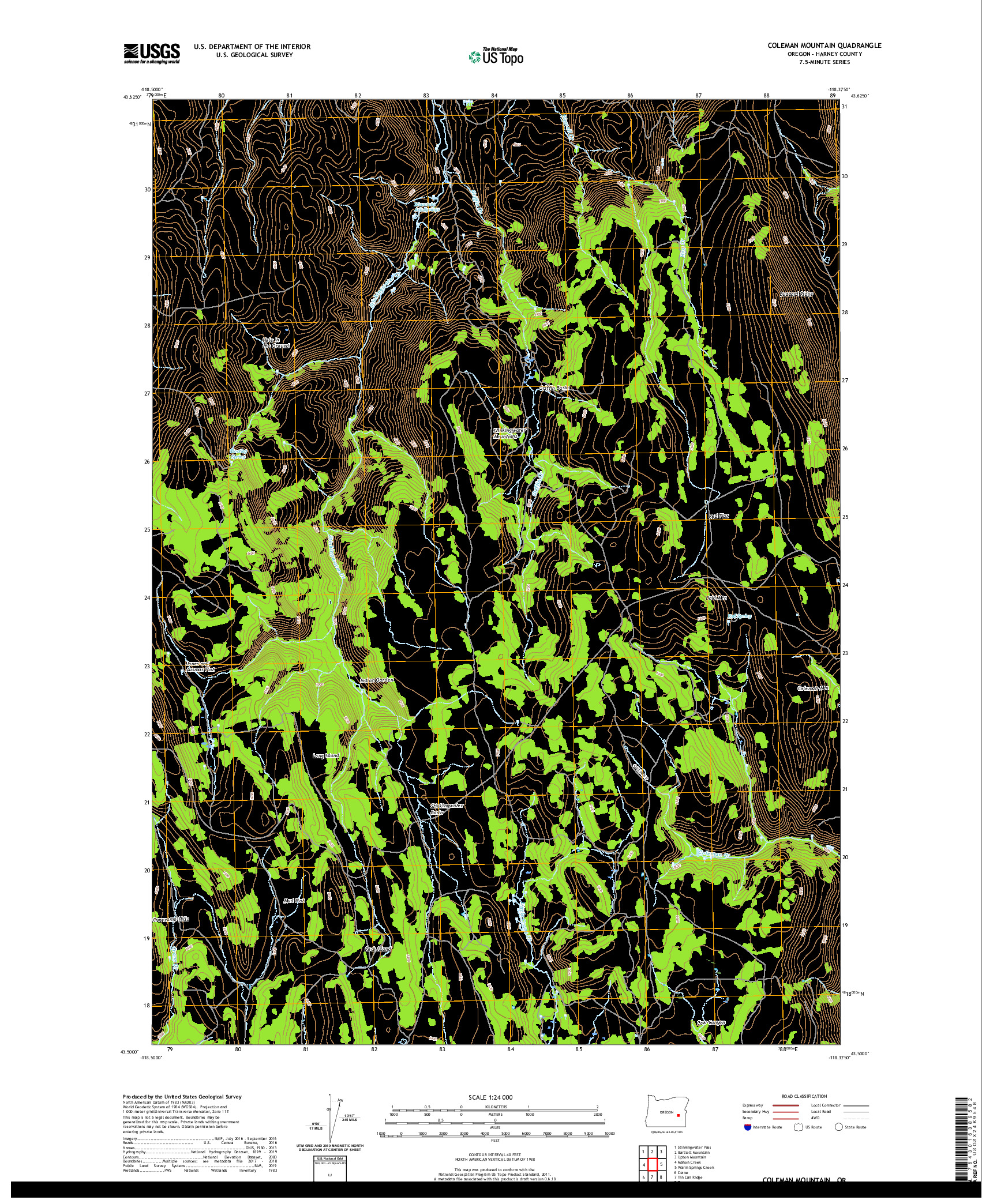 USGS US TOPO 7.5-MINUTE MAP FOR COLEMAN MOUNTAIN, OR 2020