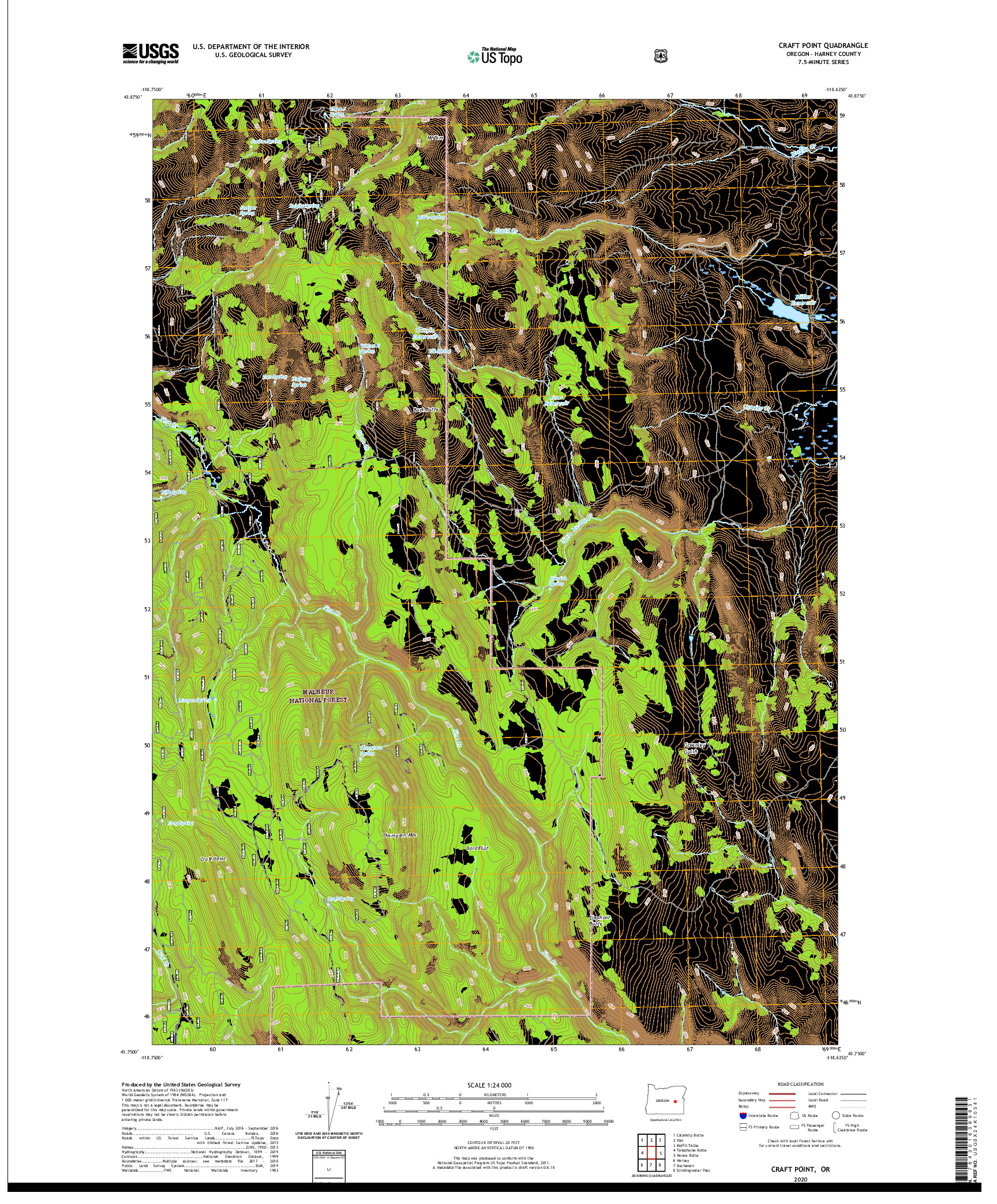 USGS US TOPO 7.5-MINUTE MAP FOR CRAFT POINT, OR 2020