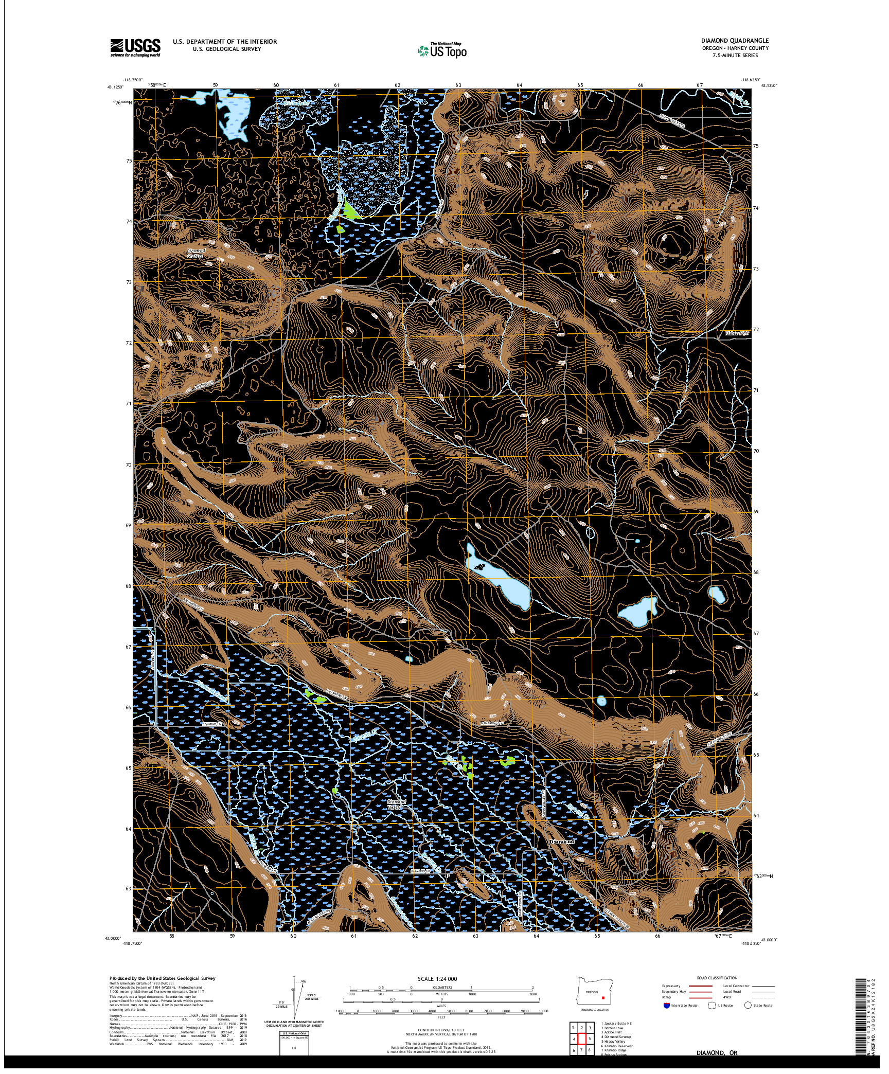USGS US TOPO 7.5-MINUTE MAP FOR DIAMOND, OR 2020