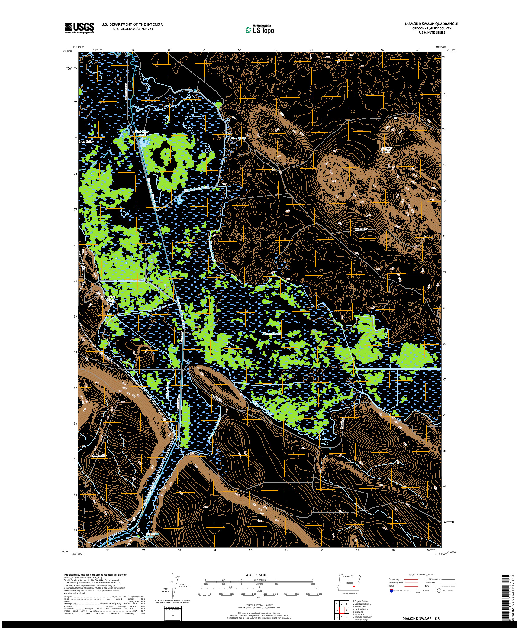 USGS US TOPO 7.5-MINUTE MAP FOR DIAMOND SWAMP, OR 2020