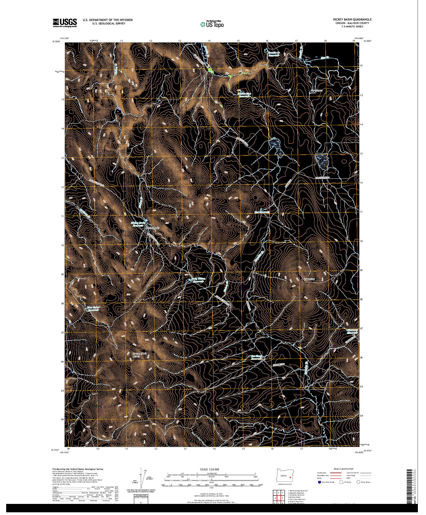 USGS US TOPO 7.5-MINUTE MAP FOR HICKEY BASIN, OR 2020
