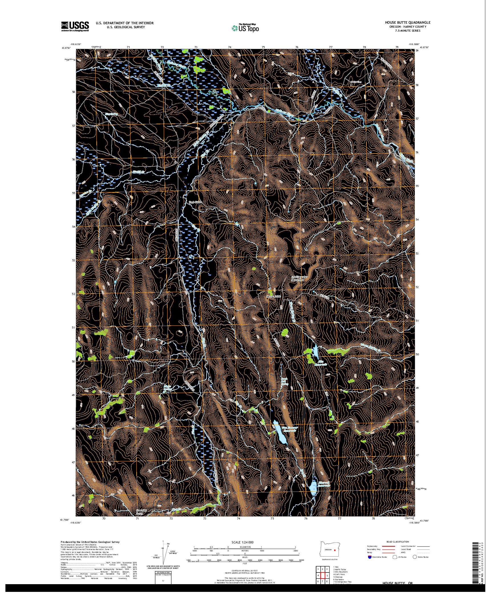 USGS US TOPO 7.5-MINUTE MAP FOR HOUSE BUTTE, OR 2020