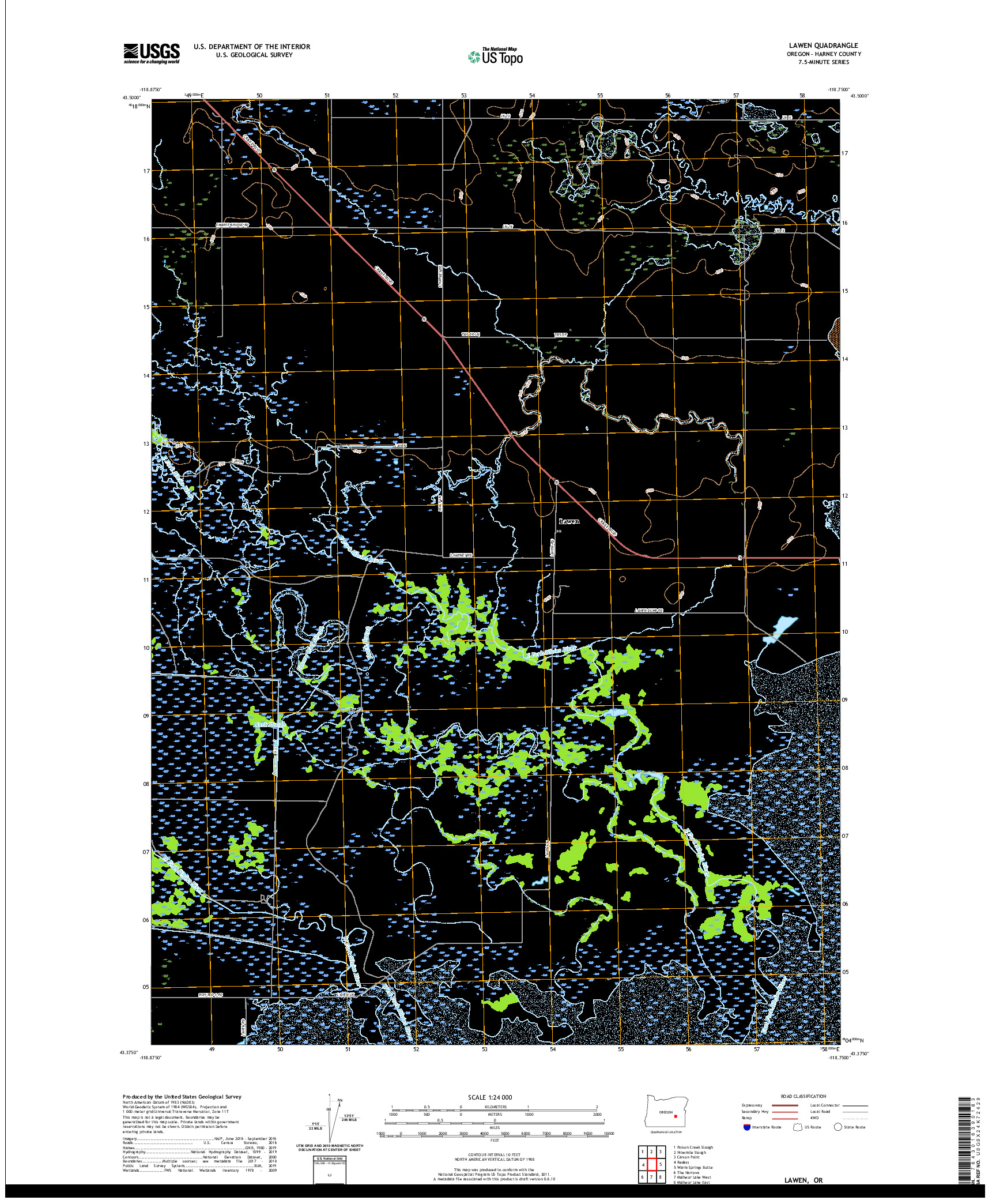 USGS US TOPO 7.5-MINUTE MAP FOR LAWEN, OR 2020