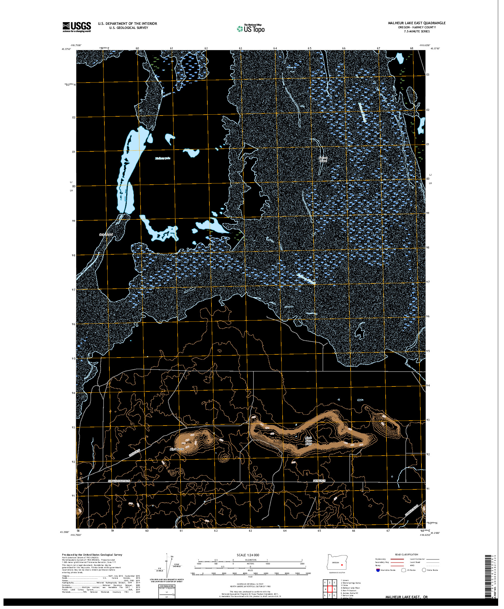 USGS US TOPO 7.5-MINUTE MAP FOR MALHEUR LAKE EAST, OR 2020