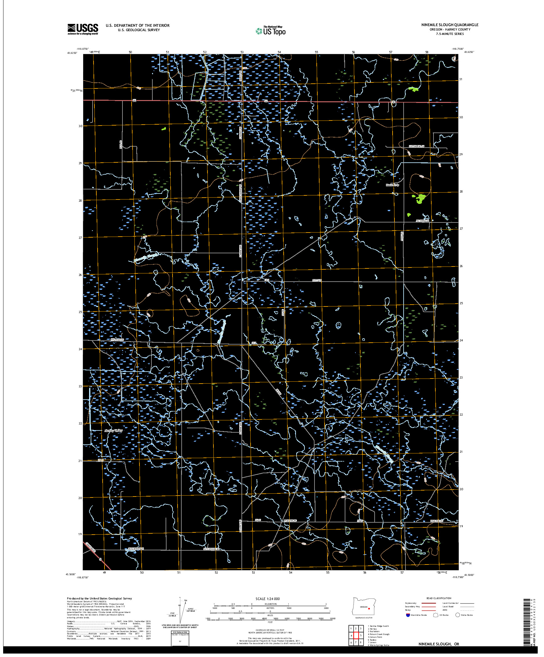 USGS US TOPO 7.5-MINUTE MAP FOR NINEMILE SLOUGH, OR 2020