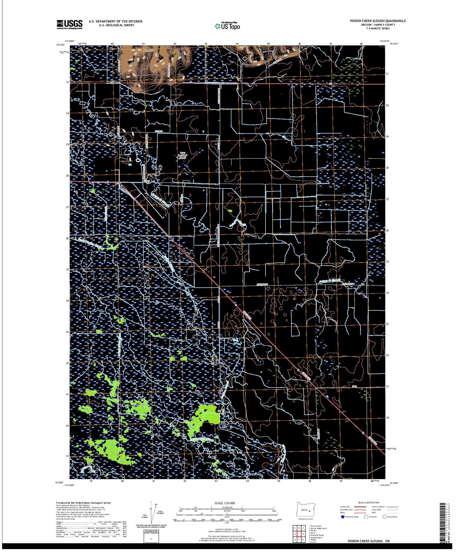 USGS US TOPO 7.5-MINUTE MAP FOR POISON CREEK SLOUGH, OR 2020