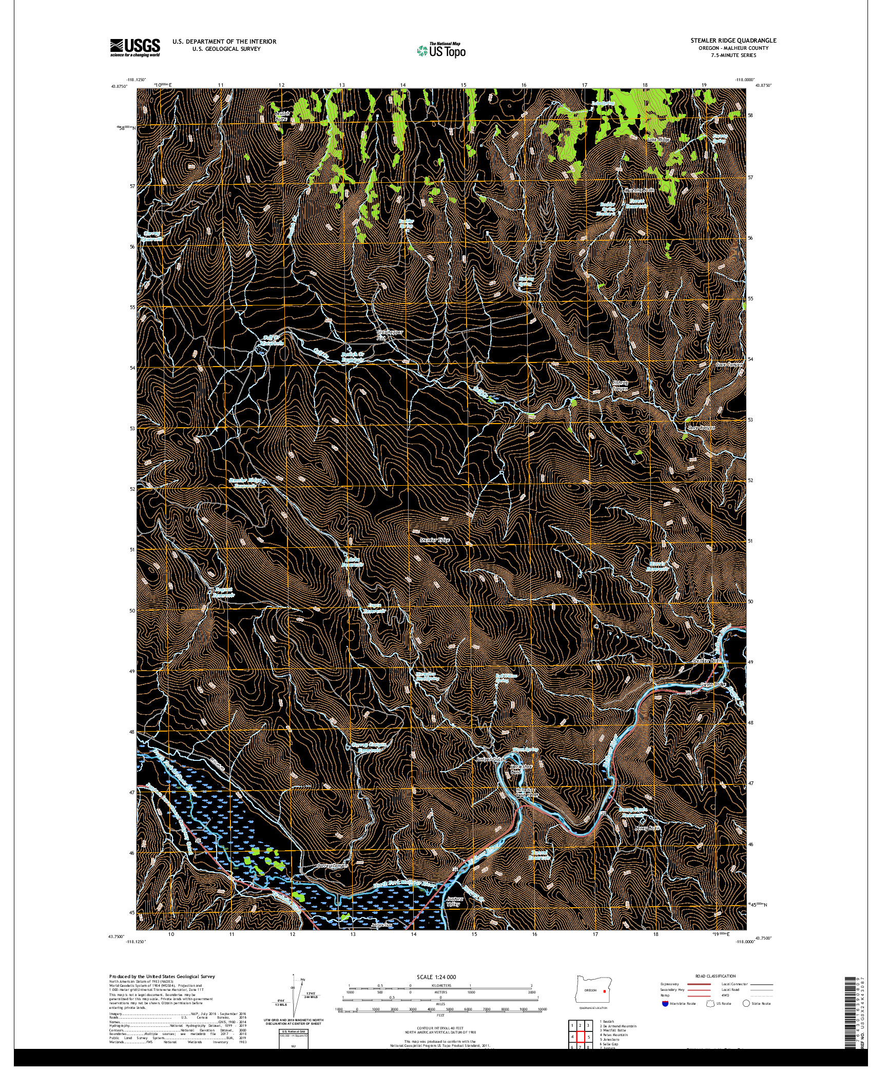 USGS US TOPO 7.5-MINUTE MAP FOR STEMLER RIDGE, OR 2020