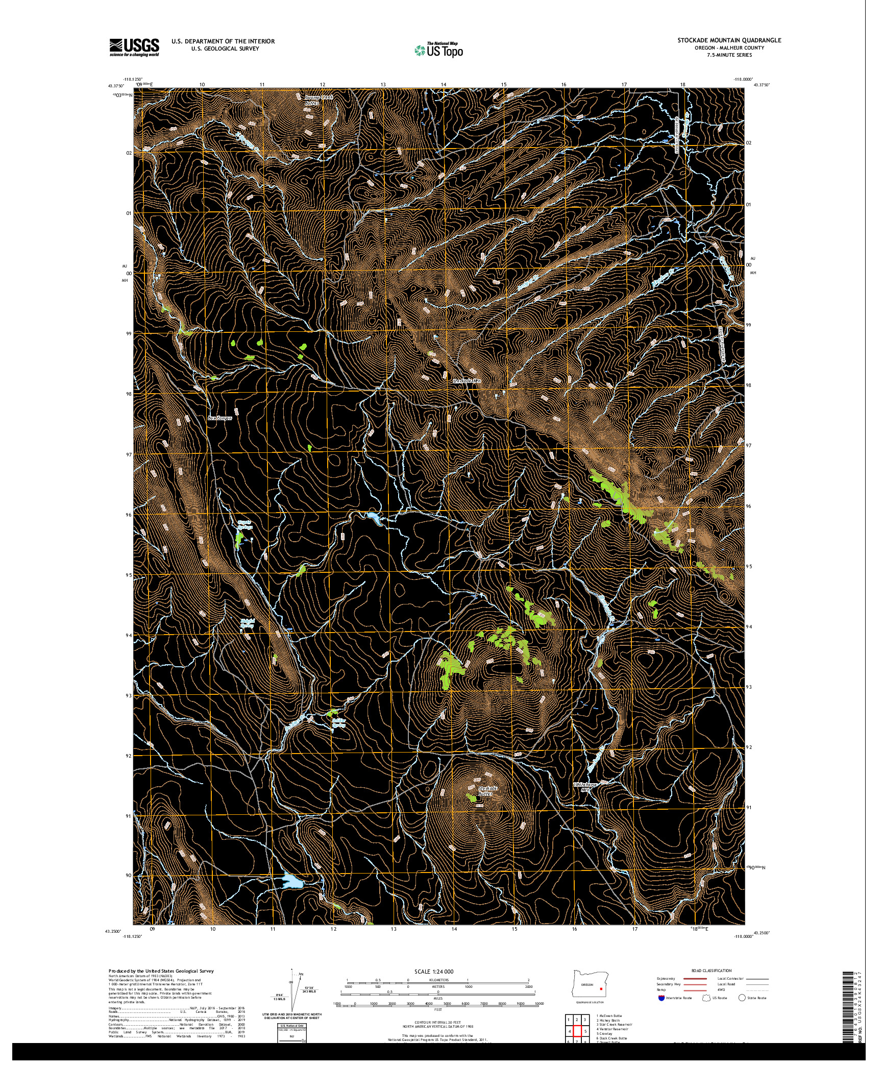 USGS US TOPO 7.5-MINUTE MAP FOR STOCKADE MOUNTAIN, OR 2020