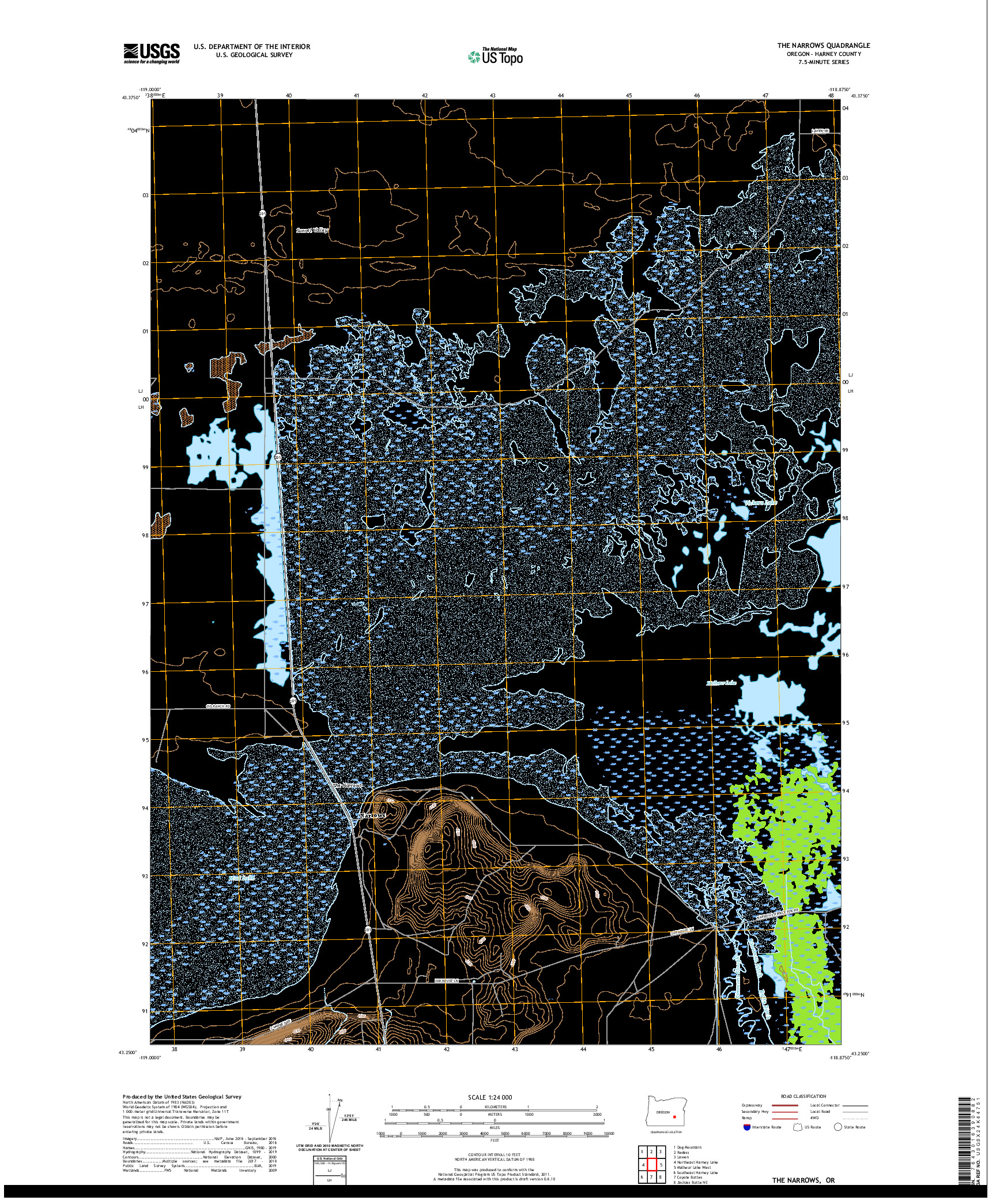 USGS US TOPO 7.5-MINUTE MAP FOR THE NARROWS, OR 2020