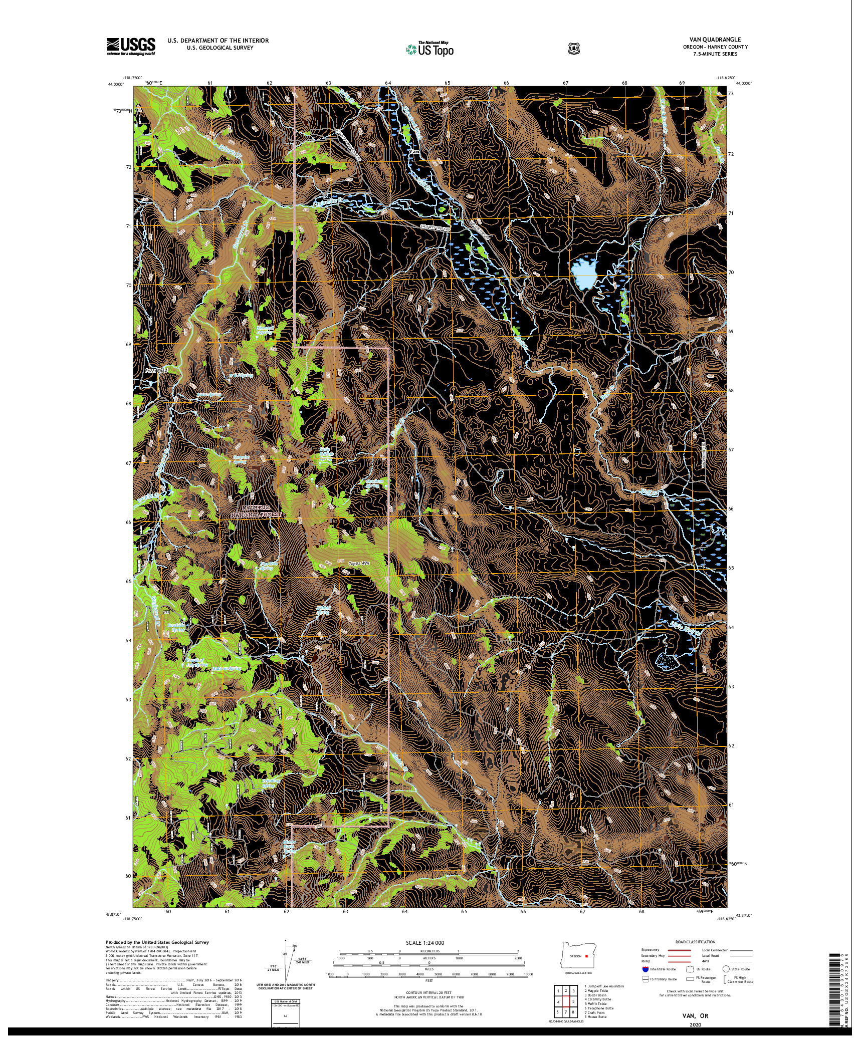 USGS US TOPO 7.5-MINUTE MAP FOR VAN, OR 2020