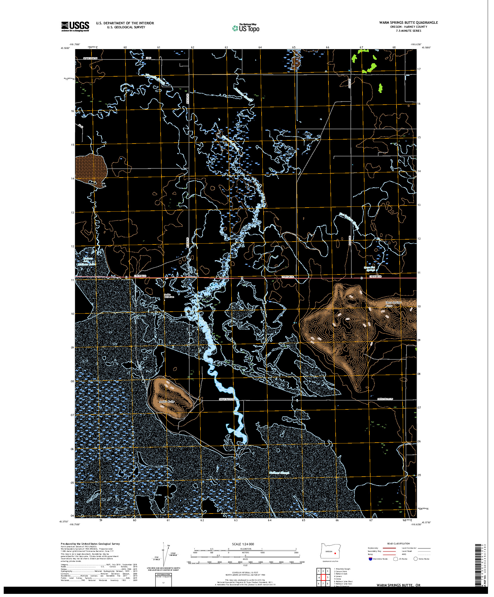 USGS US TOPO 7.5-MINUTE MAP FOR WARM SPRINGS BUTTE, OR 2020