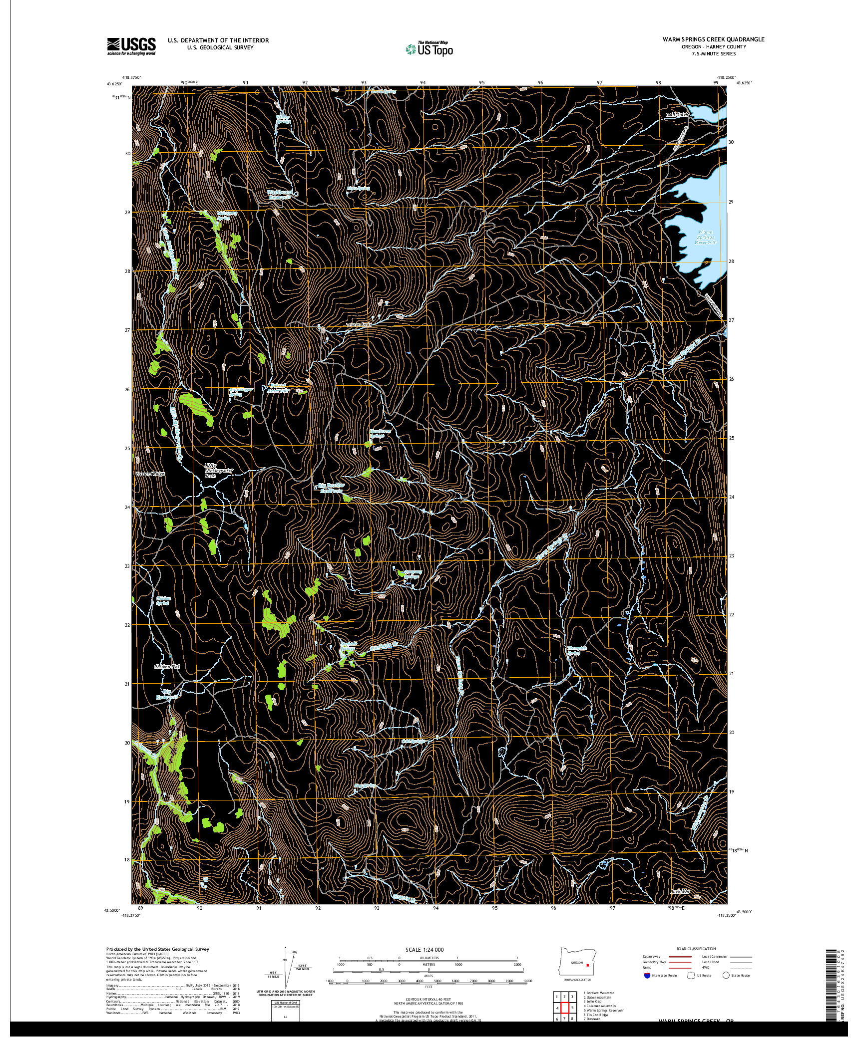 USGS US TOPO 7.5-MINUTE MAP FOR WARM SPRINGS CREEK, OR 2020