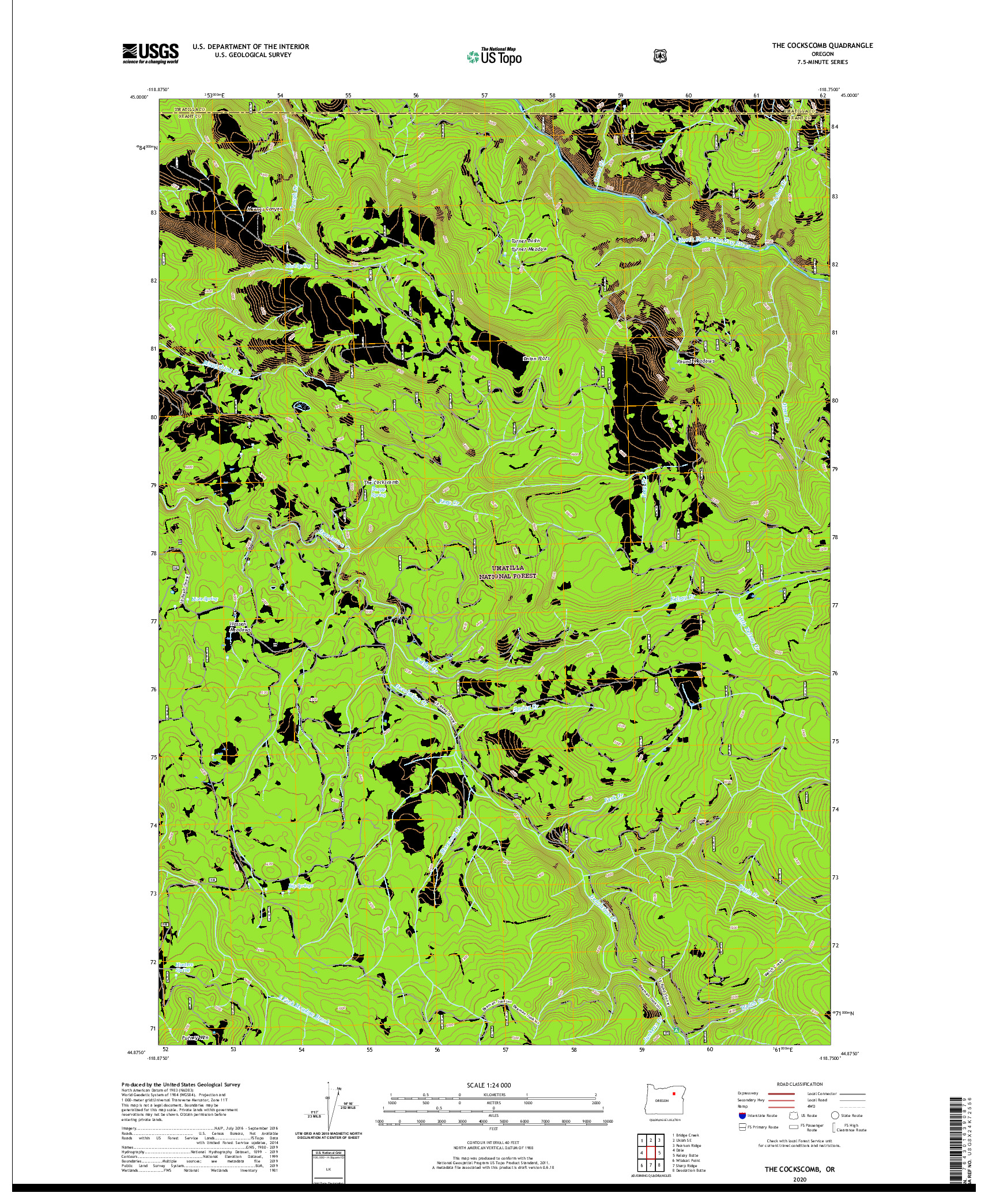 USGS US TOPO 7.5-MINUTE MAP FOR THE COCKSCOMB, OR 2020