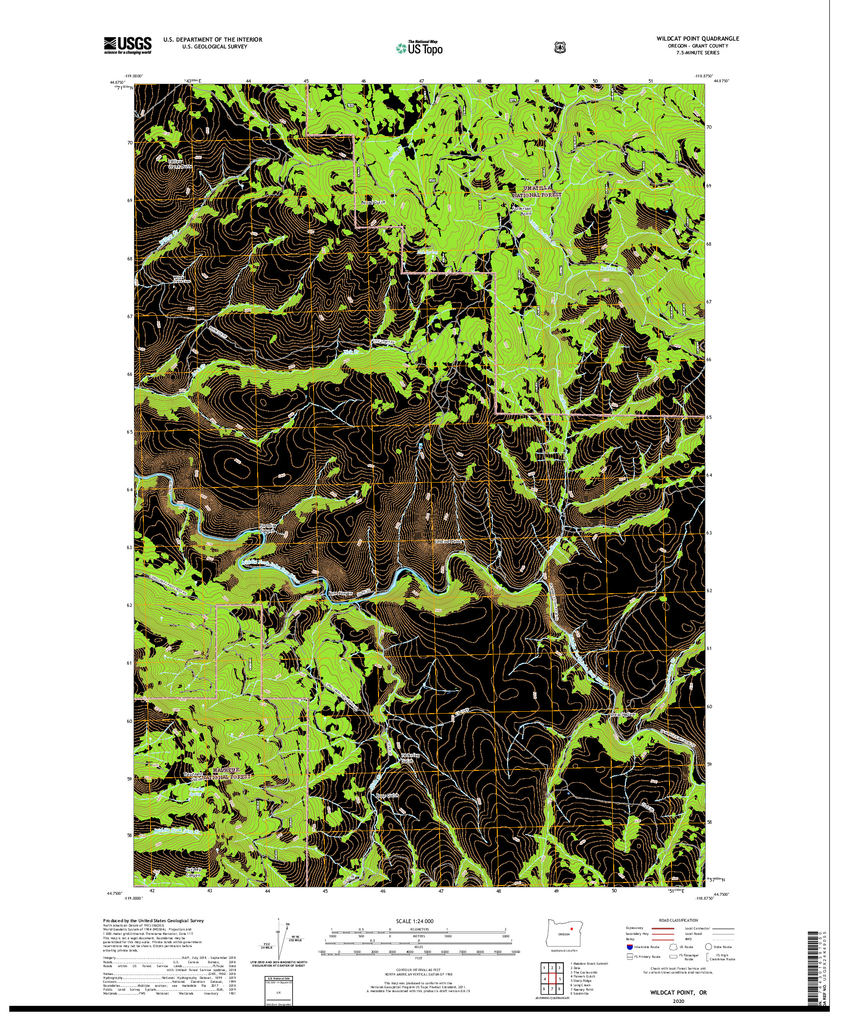 USGS US TOPO 7.5-MINUTE MAP FOR WILDCAT POINT, OR 2020