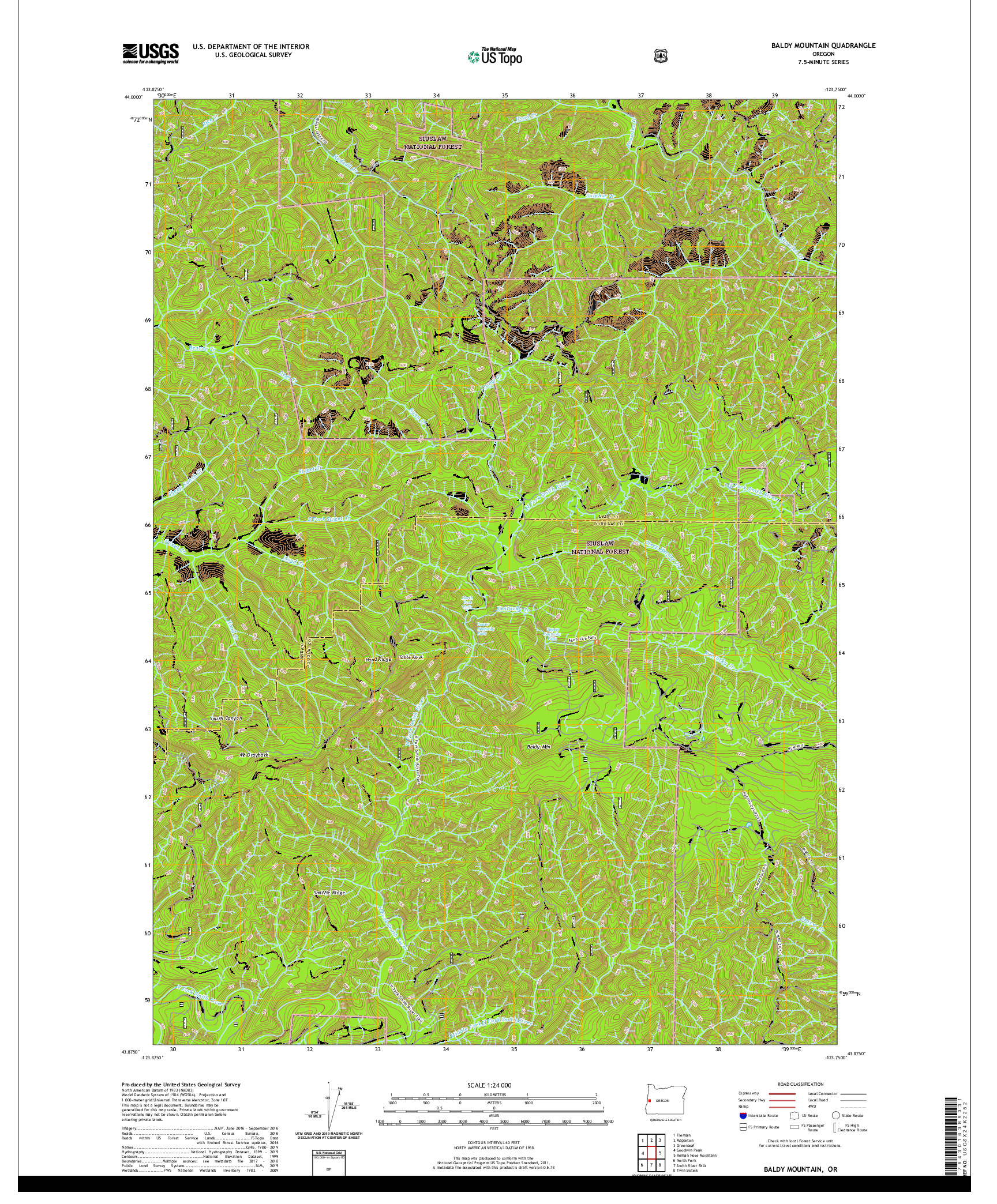 USGS US TOPO 7.5-MINUTE MAP FOR BALDY MOUNTAIN, OR 2020