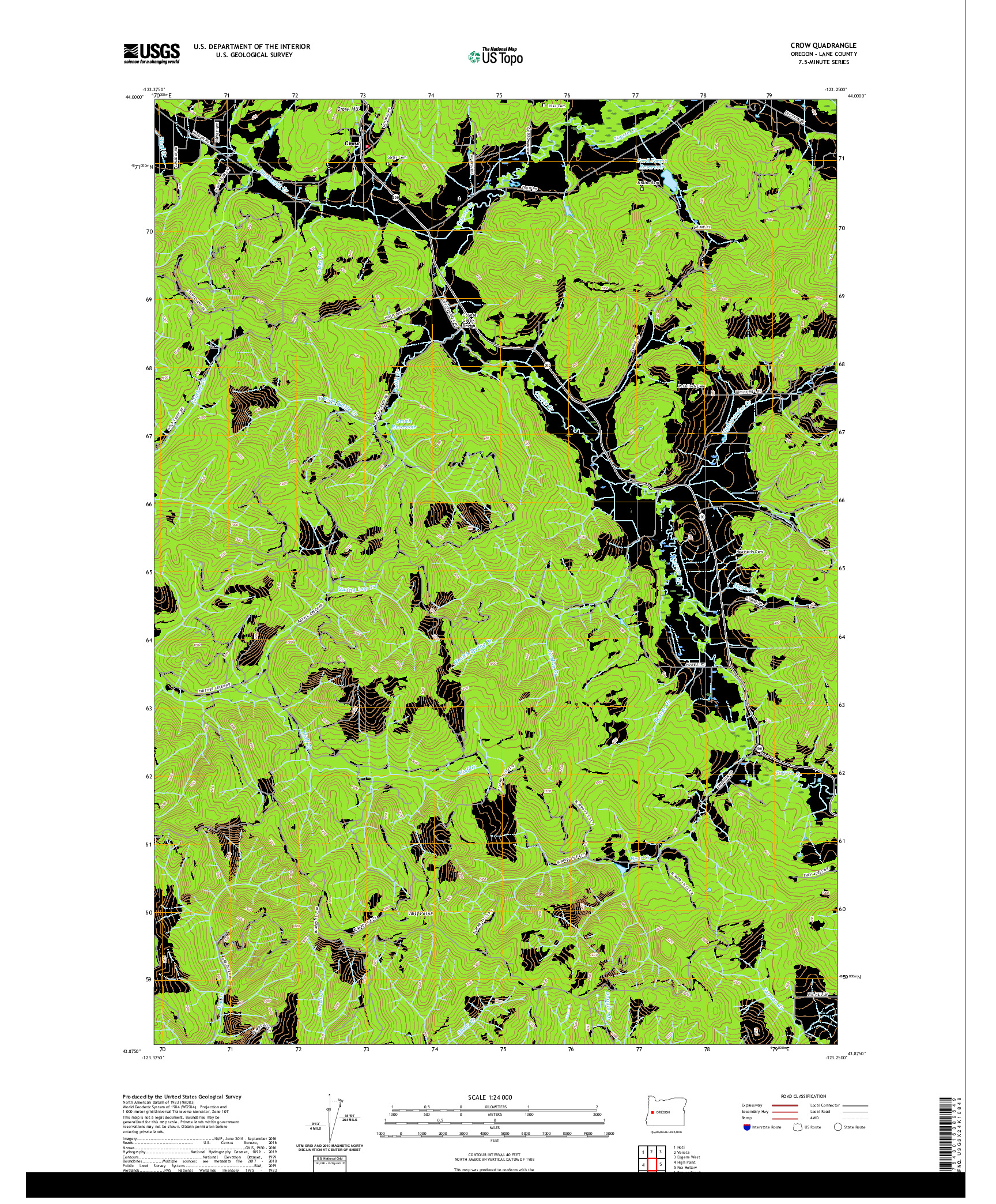 USGS US TOPO 7.5-MINUTE MAP FOR CROW, OR 2020