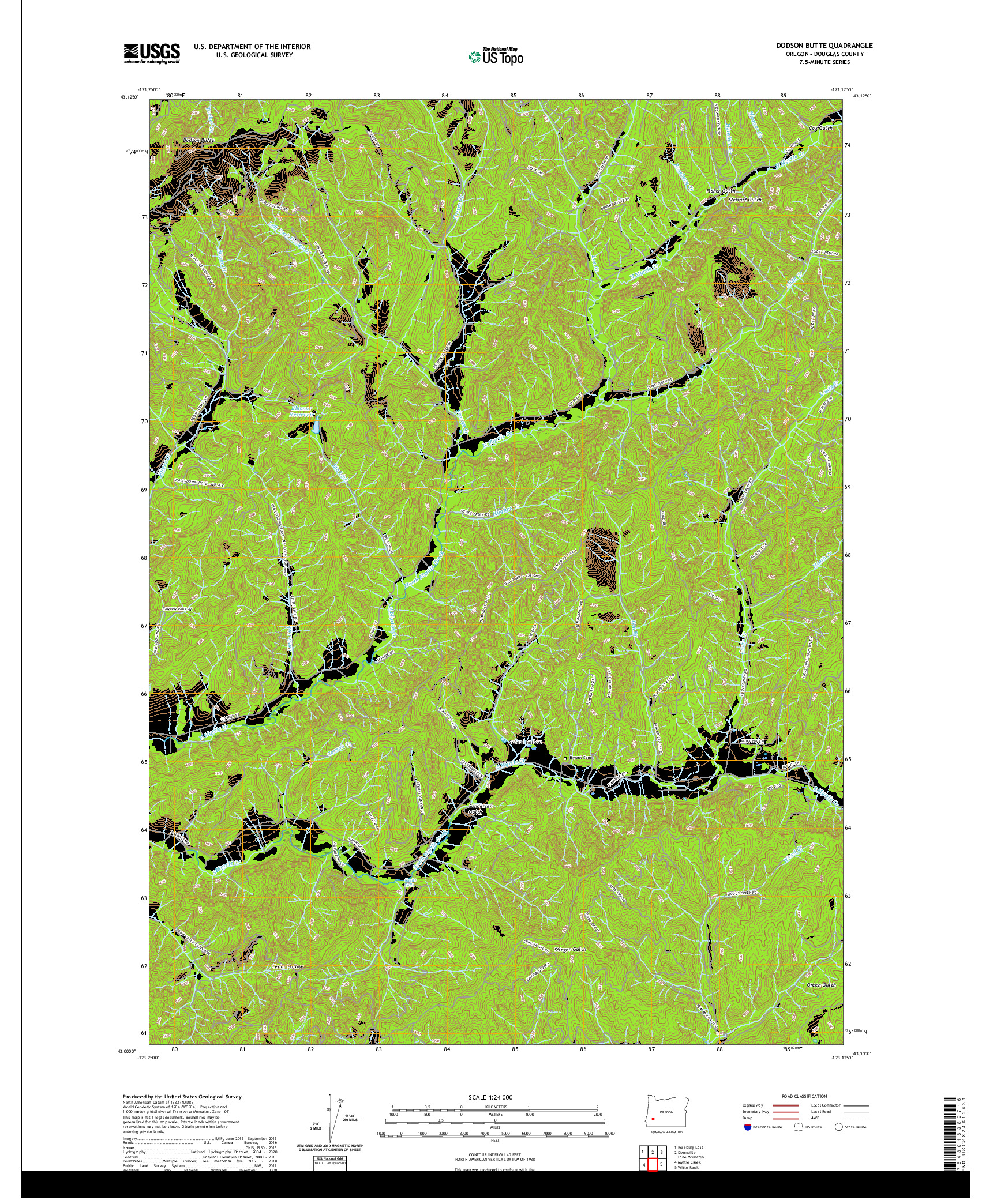 USGS US TOPO 7.5-MINUTE MAP FOR DODSON BUTTE, OR 2020