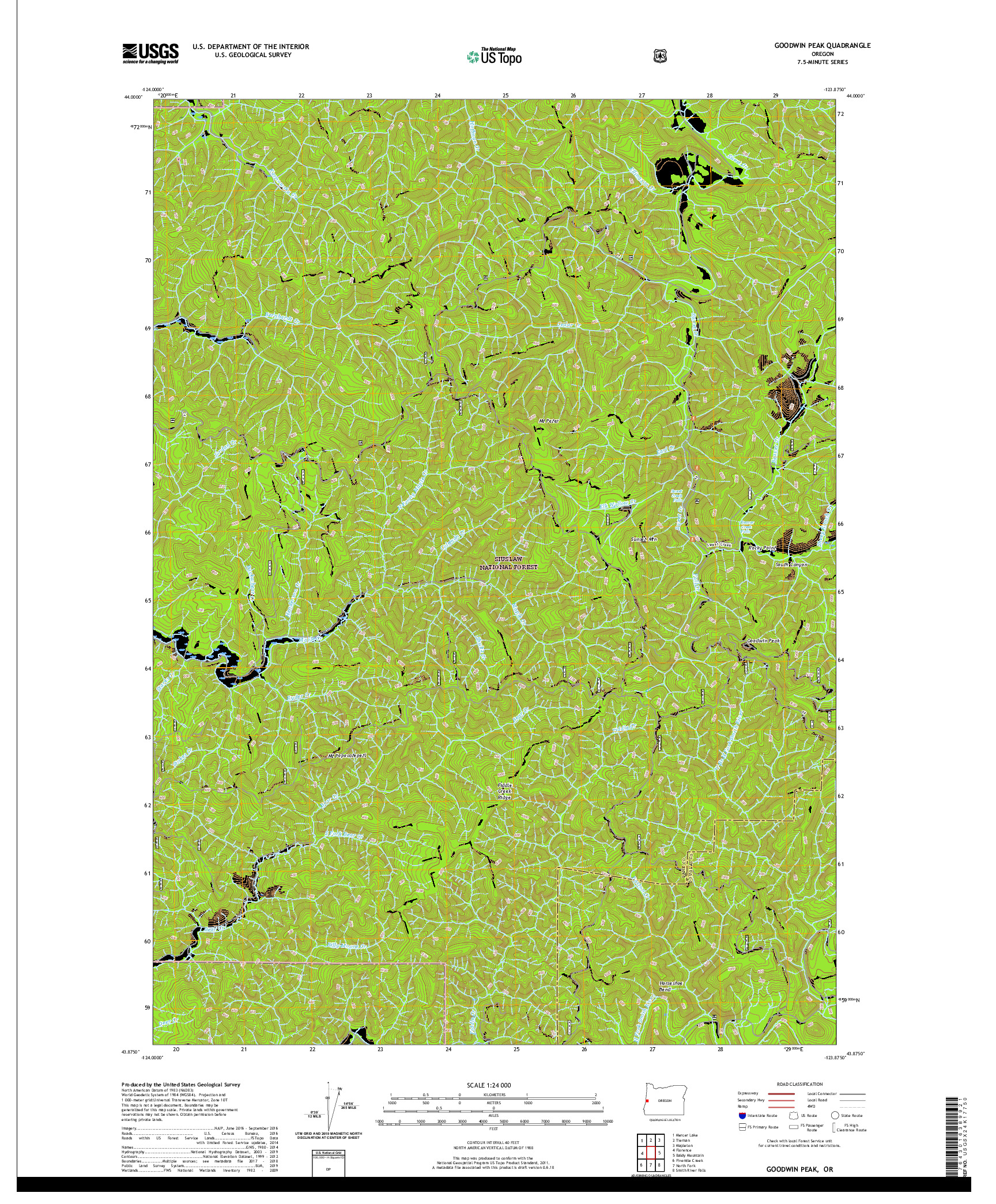 USGS US TOPO 7.5-MINUTE MAP FOR GOODWIN PEAK, OR 2020