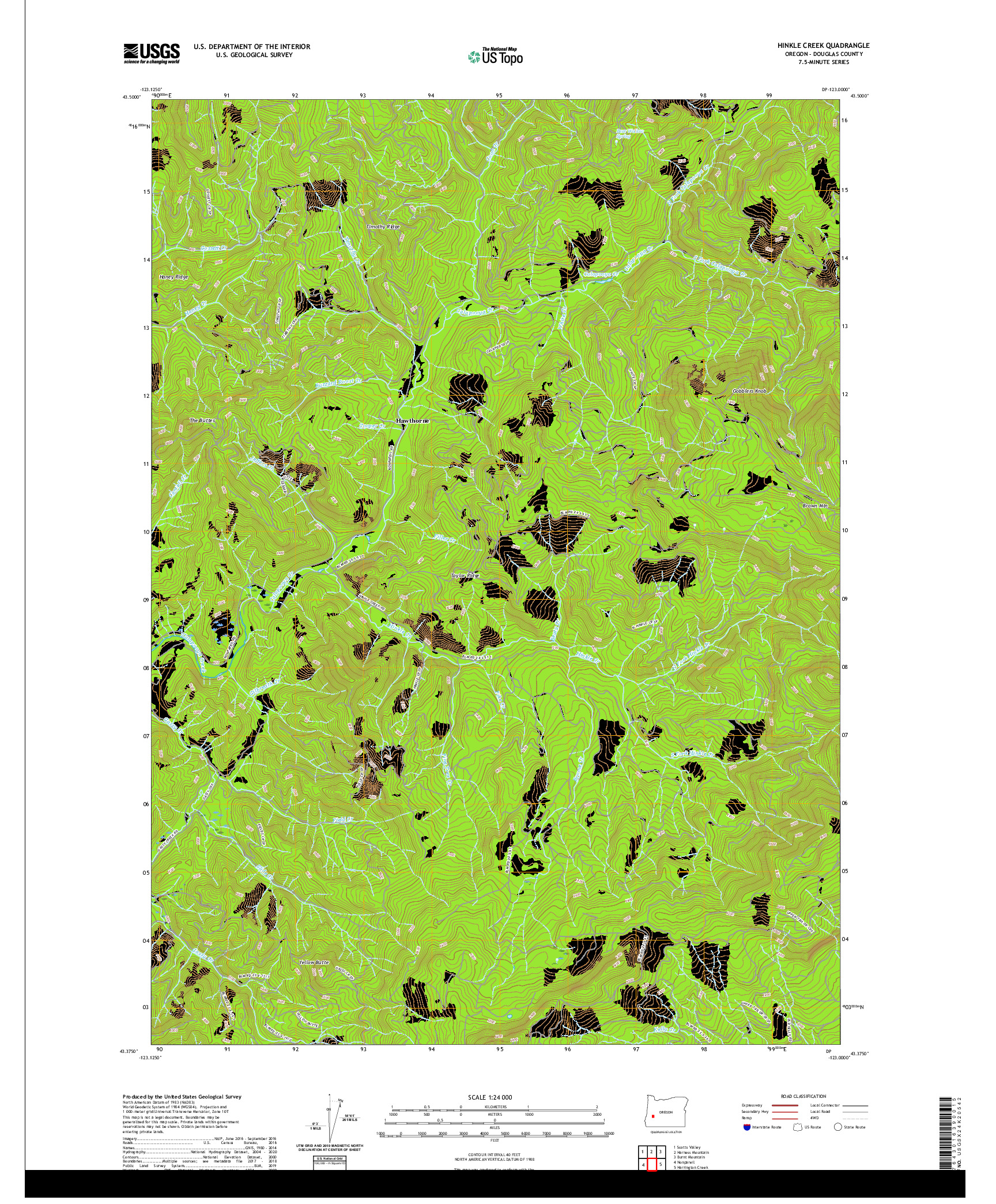 USGS US TOPO 7.5-MINUTE MAP FOR HINKLE CREEK, OR 2020