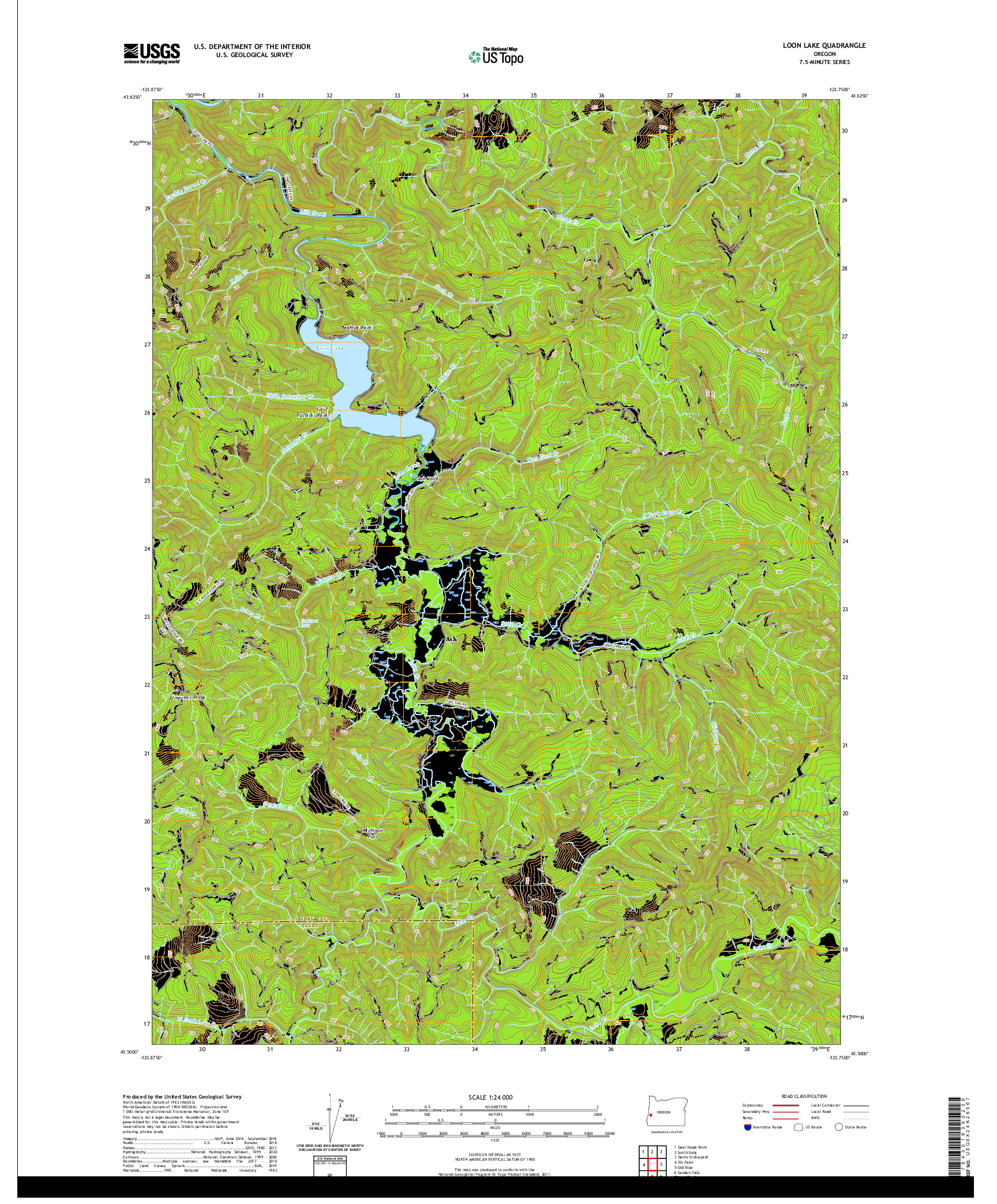 USGS US TOPO 7.5-MINUTE MAP FOR LOON LAKE, OR 2020