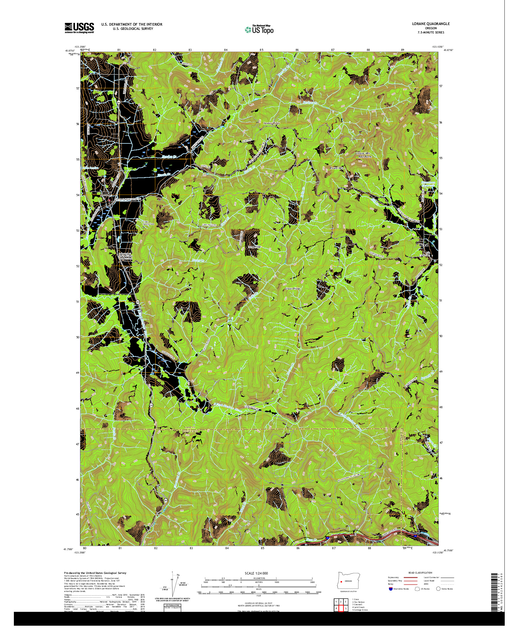 USGS US TOPO 7.5-MINUTE MAP FOR LORANE, OR 2020