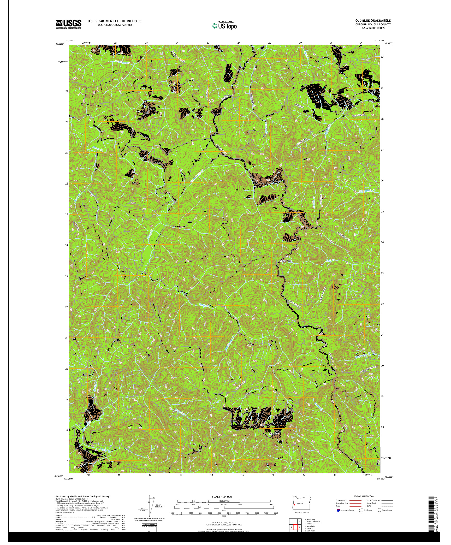 USGS US TOPO 7.5-MINUTE MAP FOR OLD BLUE, OR 2020