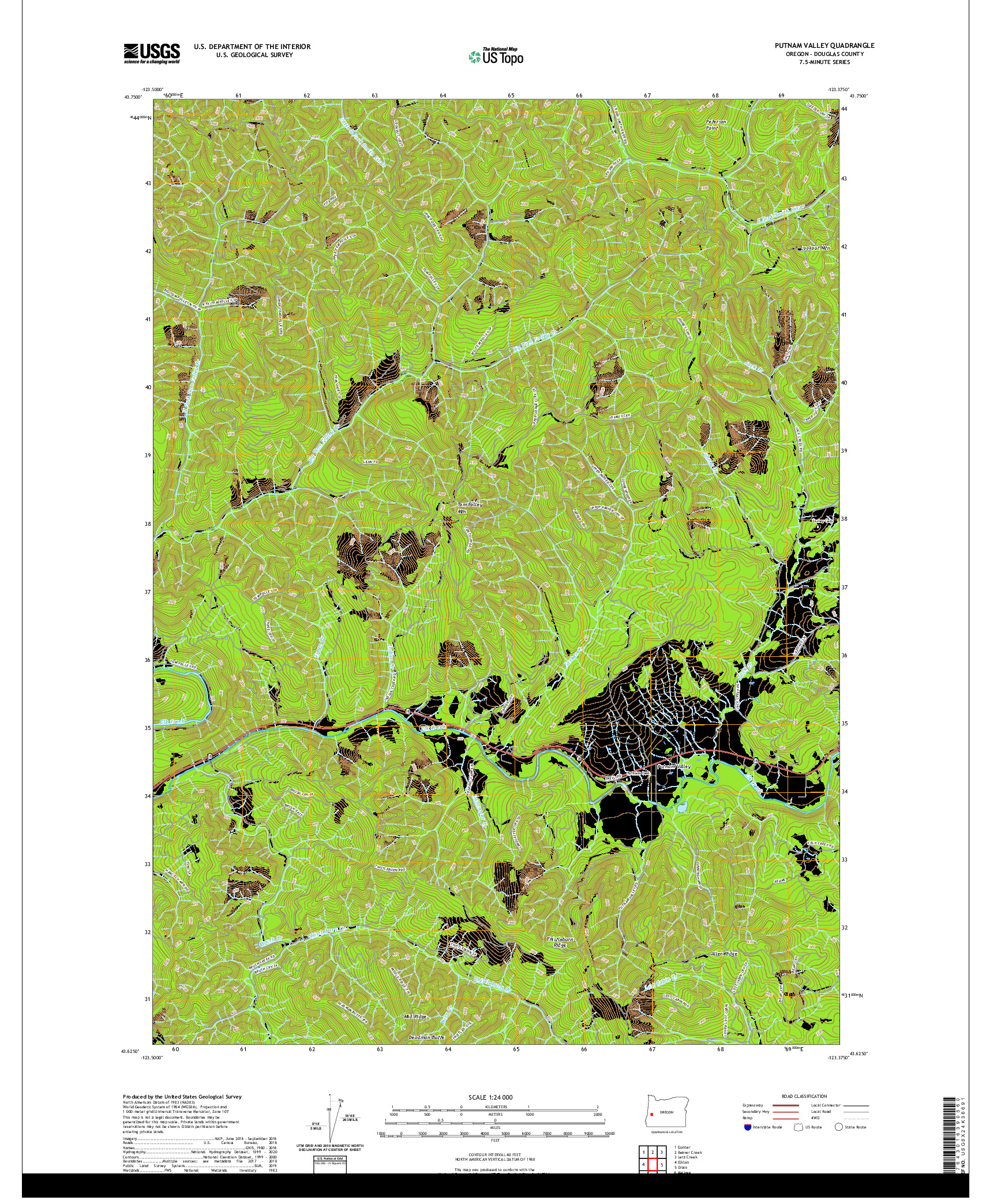 USGS US TOPO 7.5-MINUTE MAP FOR PUTNAM VALLEY, OR 2020